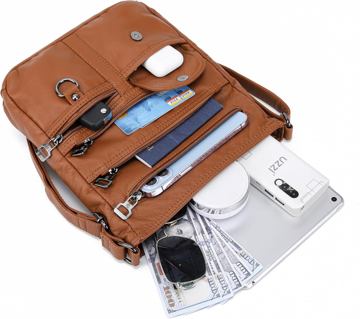 MINICAT Crossbody Purses for Women Multi Pocket Crossbody Bag Soft Leather Cross Body bag for Woman Small Shoulder Bags - Image 5