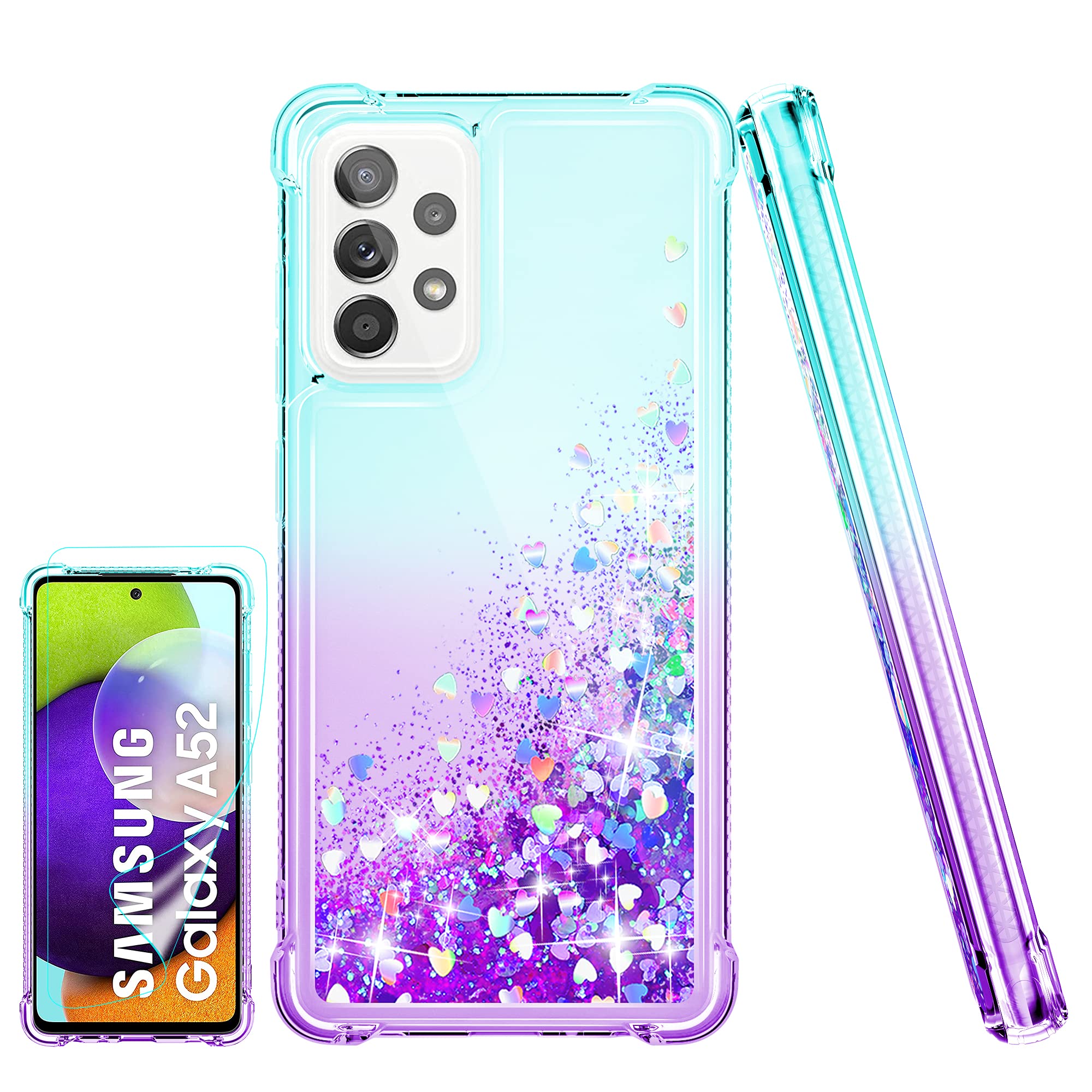Kompatibel mit Samsung Galaxy A52s/A52 5G Hlle, Handyhlle Transparent  Flssigkeit Glitzer Silikon TPU Mdchenhaft Frau Handyhlle, Hlle fr  Samsung A52,Blaugrn/Lila: Amazon.de: Elektronik & Foto