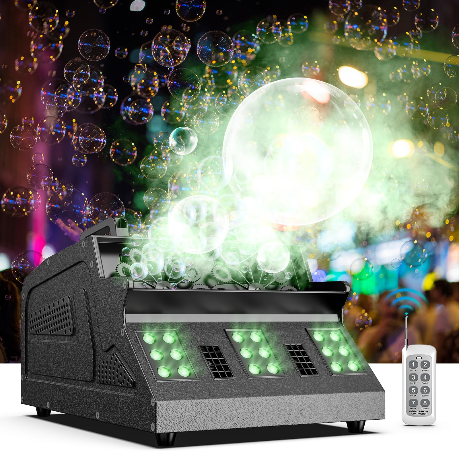 Macchina del fumo, macchina del bolle, macchina del fumo, festa 1500 W con telecomando, controllo DMX, adatta per feste, compleanni, giardini, Halloween, Natale
