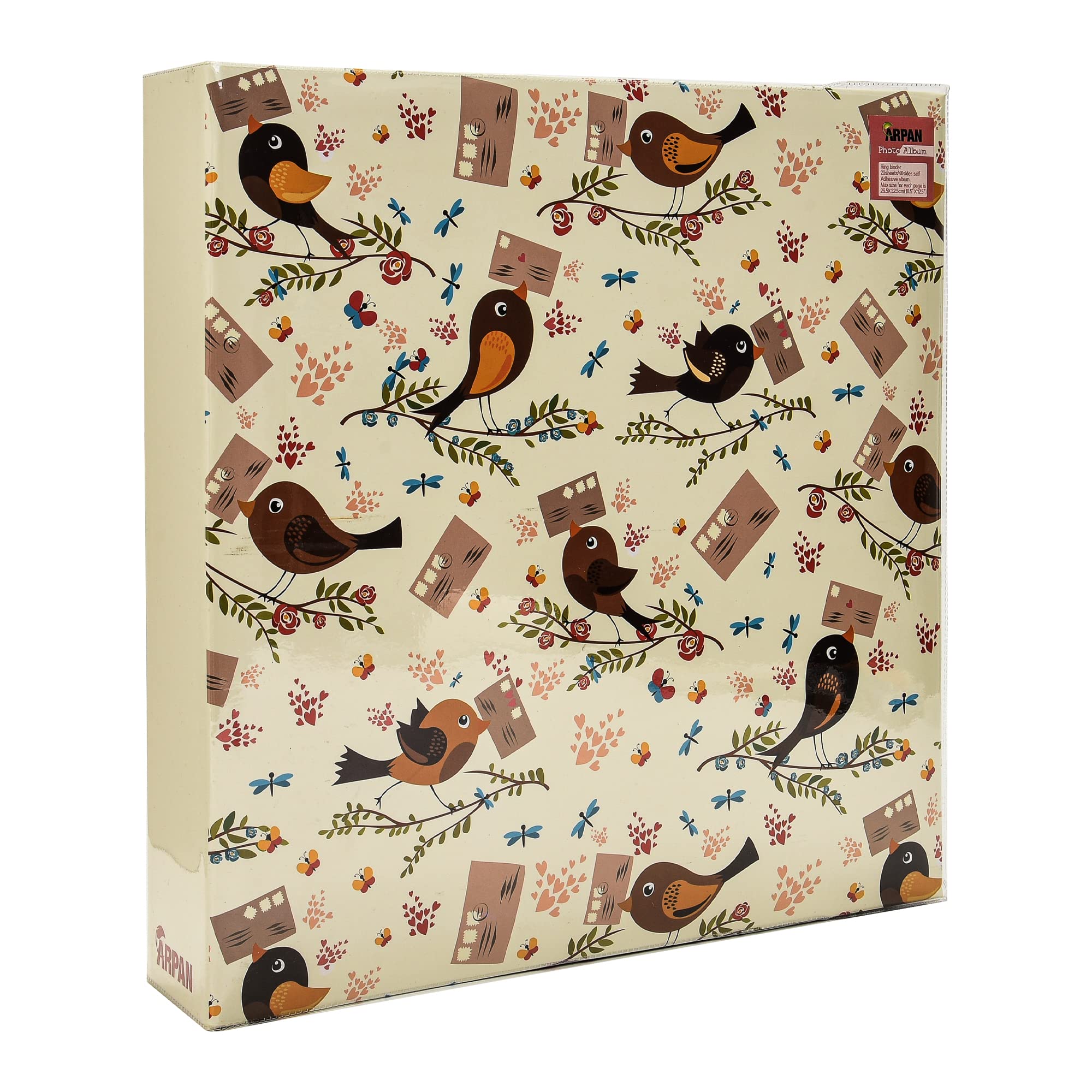 Arpan Floral Bird Extra-Large 3-Ring Binder Self Adhesive Photo Album 20/Sheets 40/Sides (Floral Bird)-Al-2436