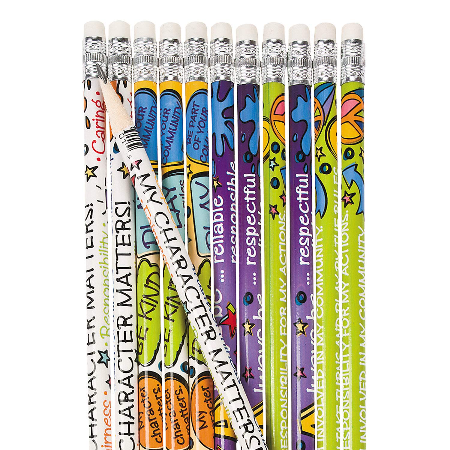 Fun Express Good Character Pencils - 24 Pieces - Educational And Learning Activities For Kids