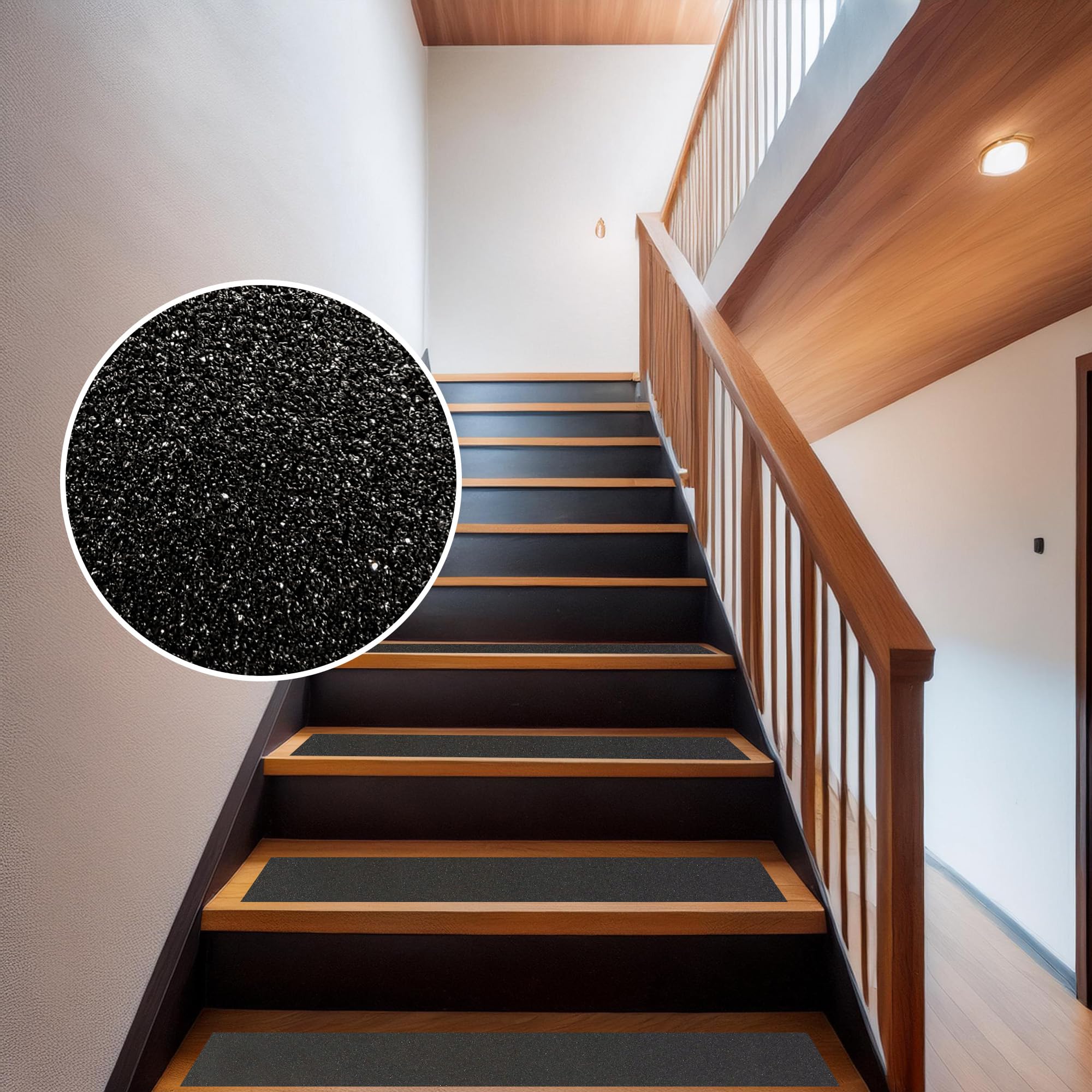 Nastro antiscivolo, autoadesivo per scale, nastro antiscivolo, ad alta forza adesiva per interni ed esterni, impermeabile, per pavimento interno ed esterno (nero, 15 cm x 18 m)