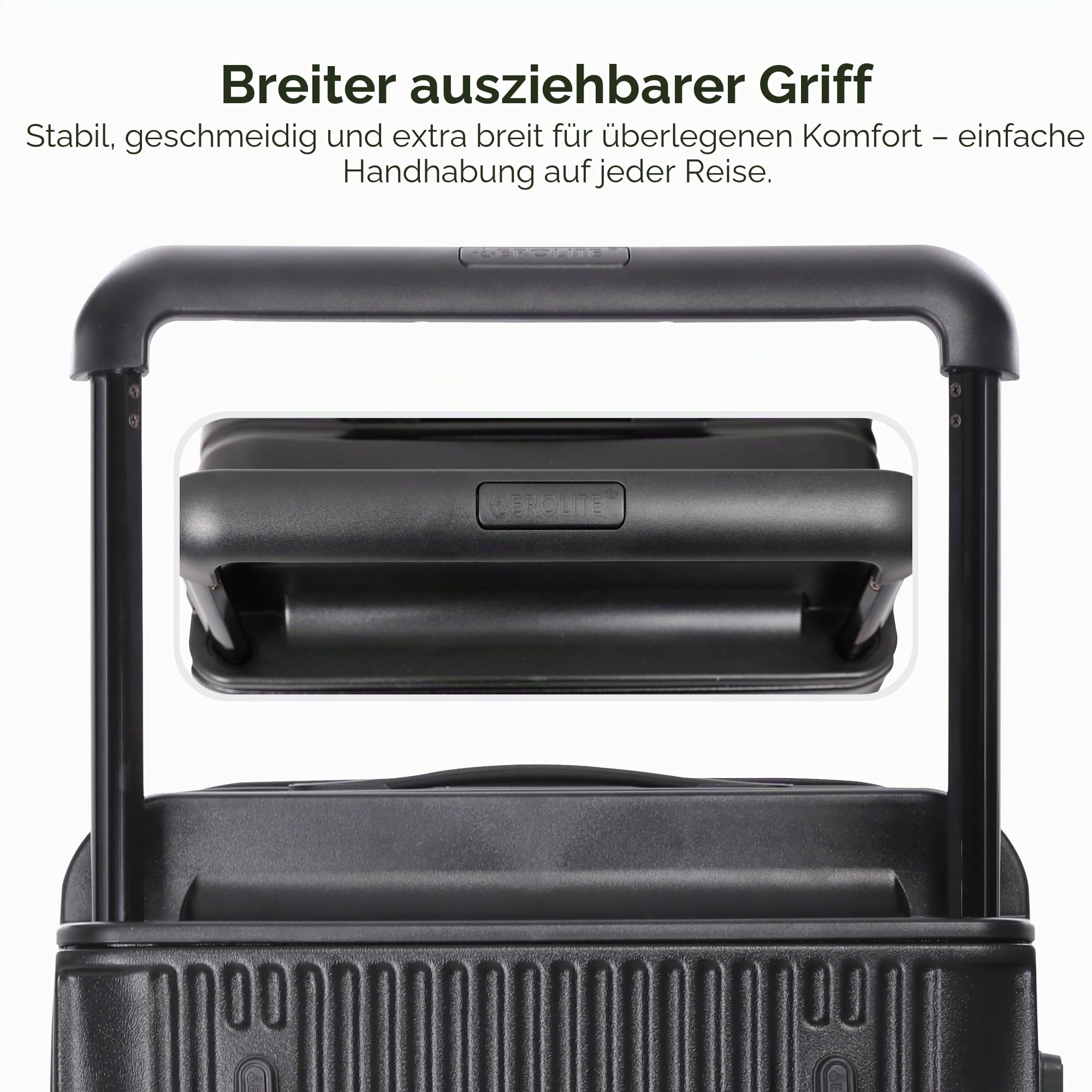Aerolite M-Lite Großer Premium-Reisekoffer (112 l) zum Aufgeben Gepäck mit 4 + 1 leisen Rollen, Hartschale aus Polypropylen, wasserdichter Tasche, faltbaren Trennwänden und TSA-Schloss, Schwarz