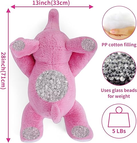 Miniatura 2 de Animales de peluche con peso de elefante, juguete de peluche con peso de 5 libras, cómodo y grande, almohada de corte grande, regalos de felpa de