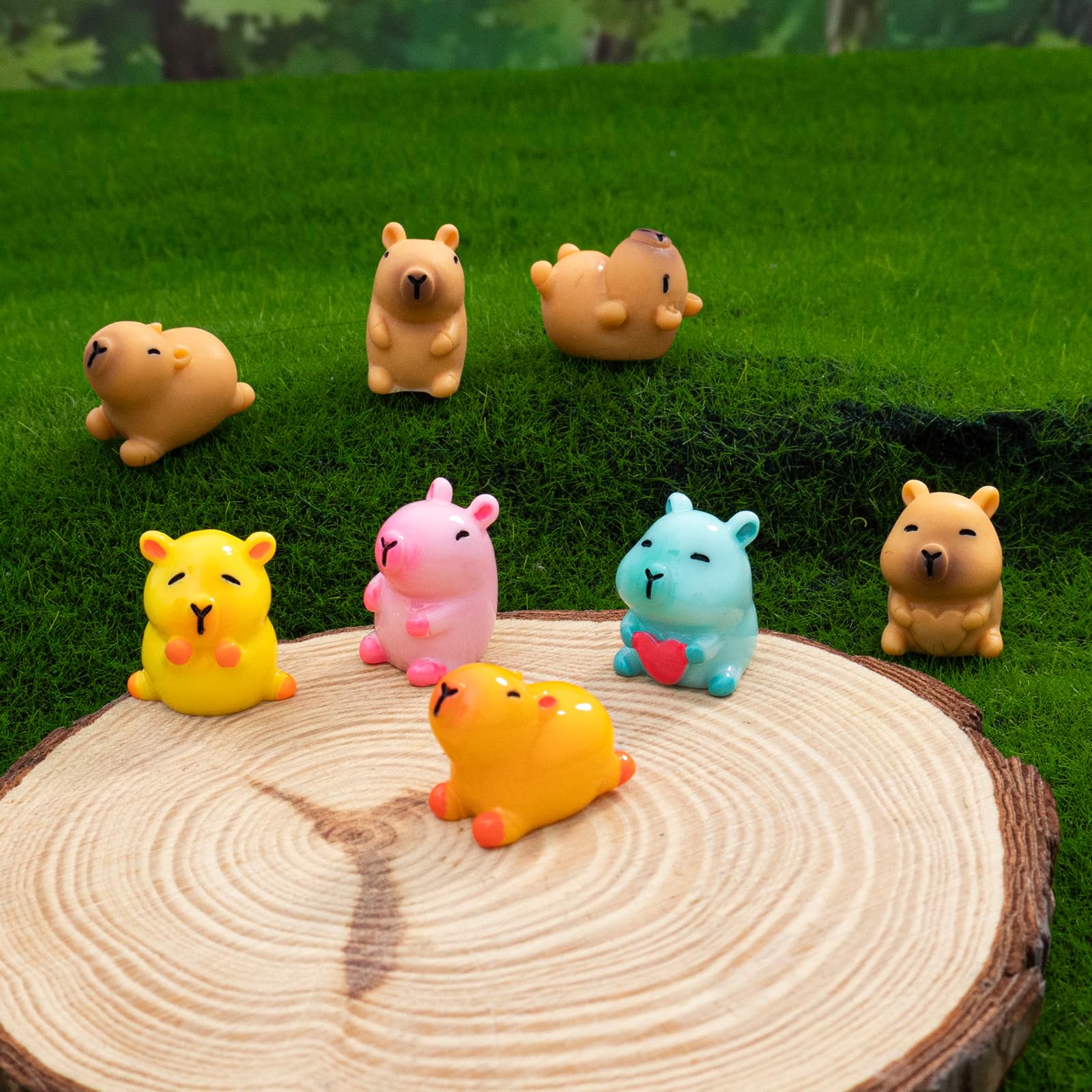 jrootouh Mini Resin Cat Tiny Animal Miniature Figures Glow in The Dark for DIY Garden Dollhouse Animals Accessories Micro Landscape Aquarium Party Decor (18P-Capybara)