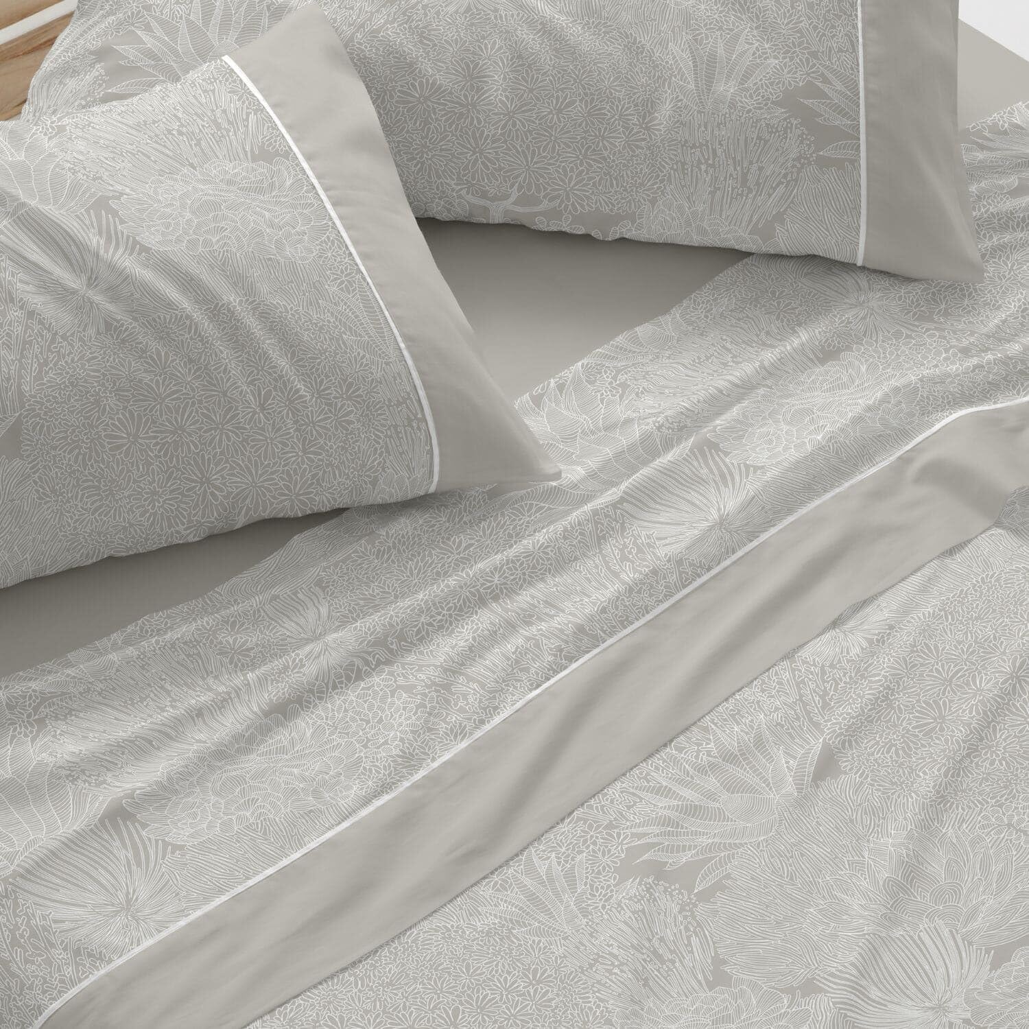 Burrito Blanco | Juego de sábanas | Cama de 150 a 160cm. (+Medidas Disponibles) | Diseño 045 | Color Laurel (150-160x190/200cm.)