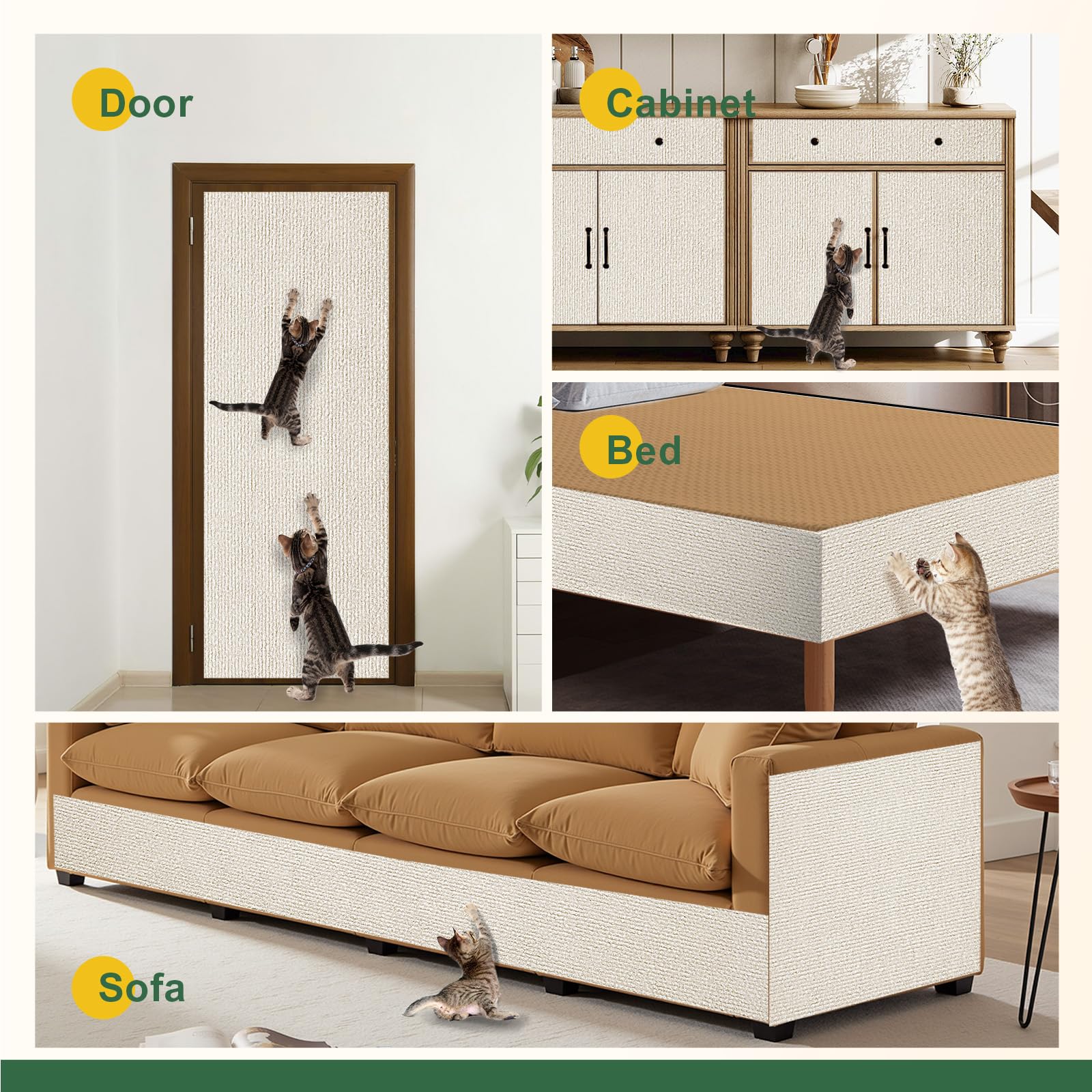 Gimars Tiragraffi Divano,Autoadesivo Tabella Tiragraffi per Gatti, Protezione Divano Graffi Gatto,Tappetino Tiragraffi per Gatti,Proteggi Divano Gatti Graffi, Facile da Tagliare 200cm×40cm