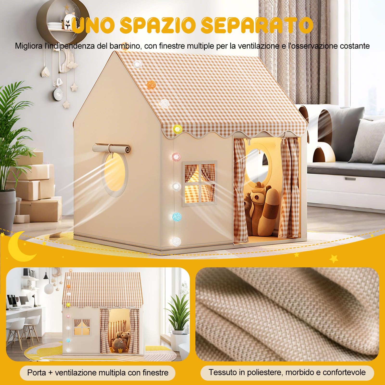 Ergocar Tenda Per Bambini Con Cuscini, Luci a Sfera, Nuvole, Farfalle, Adatti a Bambini Piccoli, Decorazione Della Stanza Regalo Di Compleanno Per Ragazzi e Ragazze