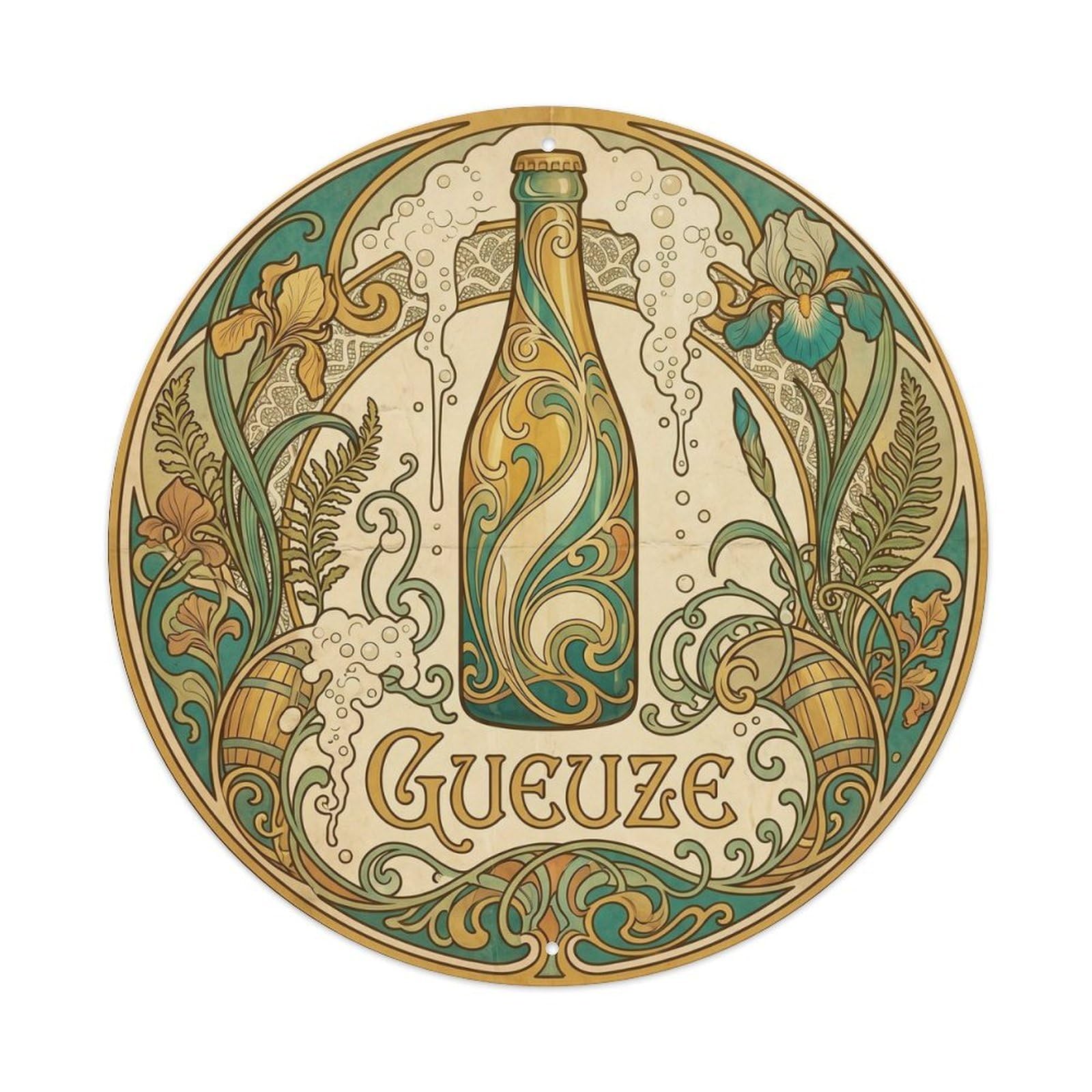 Gueuze Sour Beer Malt Hops Belgian Vintage Strong Brew Metal Tin Sign