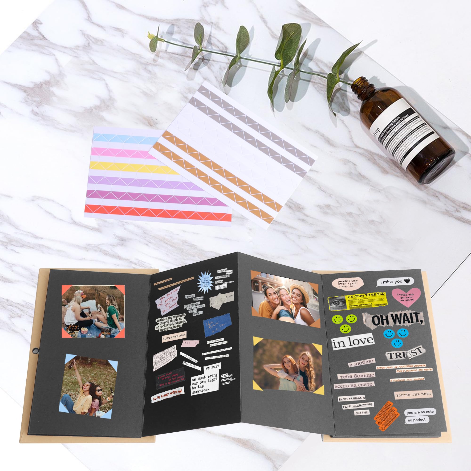 DesertBoy Accordion Photo Album, 34 Pages/17 Sheets Folding Scrapbook with 4 Sheets Corner Stickers, Accordion Scrap Book - Image 4