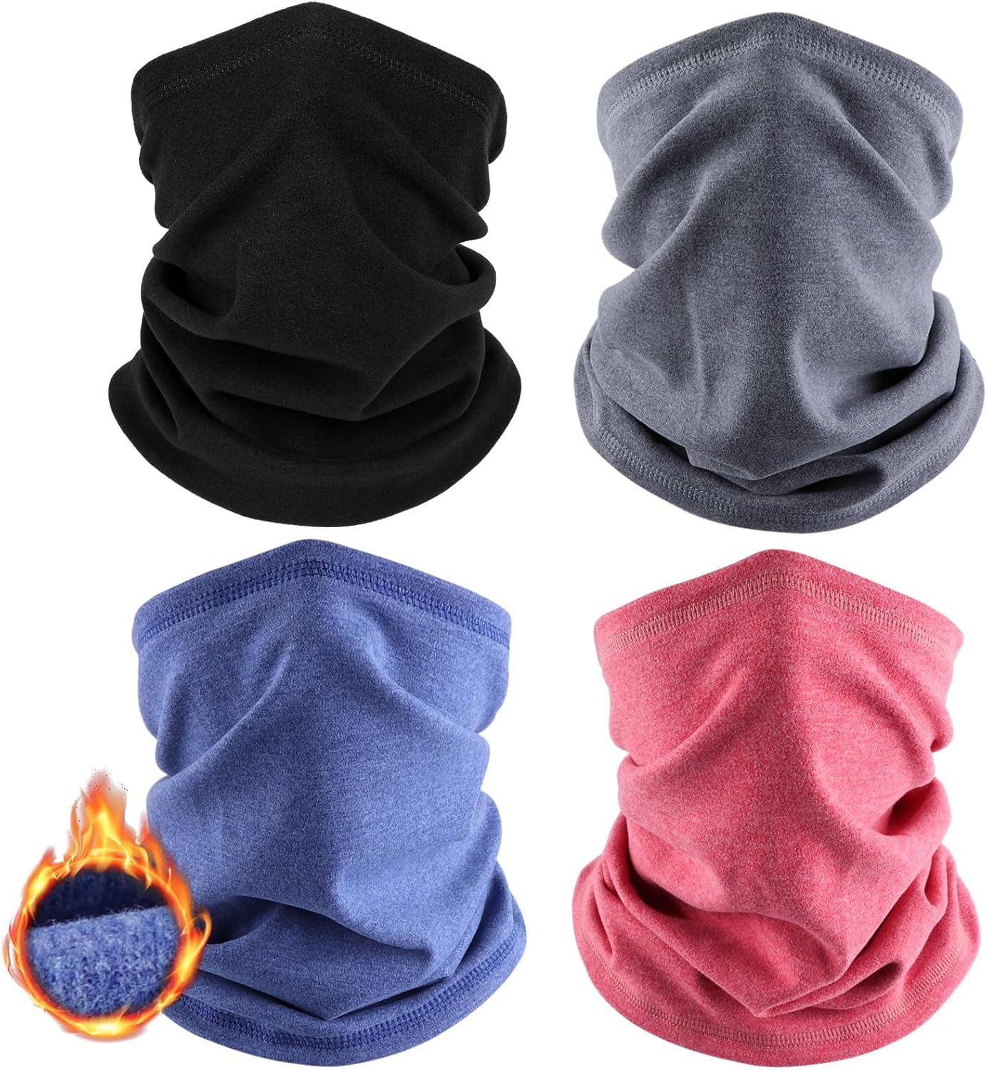 4 Pack Winter Neck Warmer, Neck Gaiter Ski for Men & Women, Soft Fleece Face Cover Mask Scarf for Cold Weather 4 Pack Winter Neck Warmer, Neck Gaiter Ski for Men & Women, Soft Fleece Face Cover Mask Scarf for Cold Weather