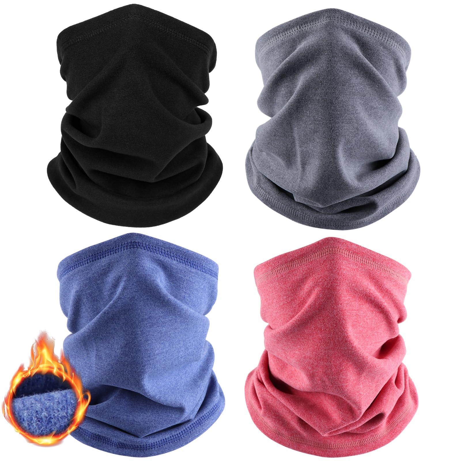 LUOLIIL VOE 4 Pack Winter Neck Warmer Neck Gaiter Ski for Men Women Soft Fleece Face Cover Mask