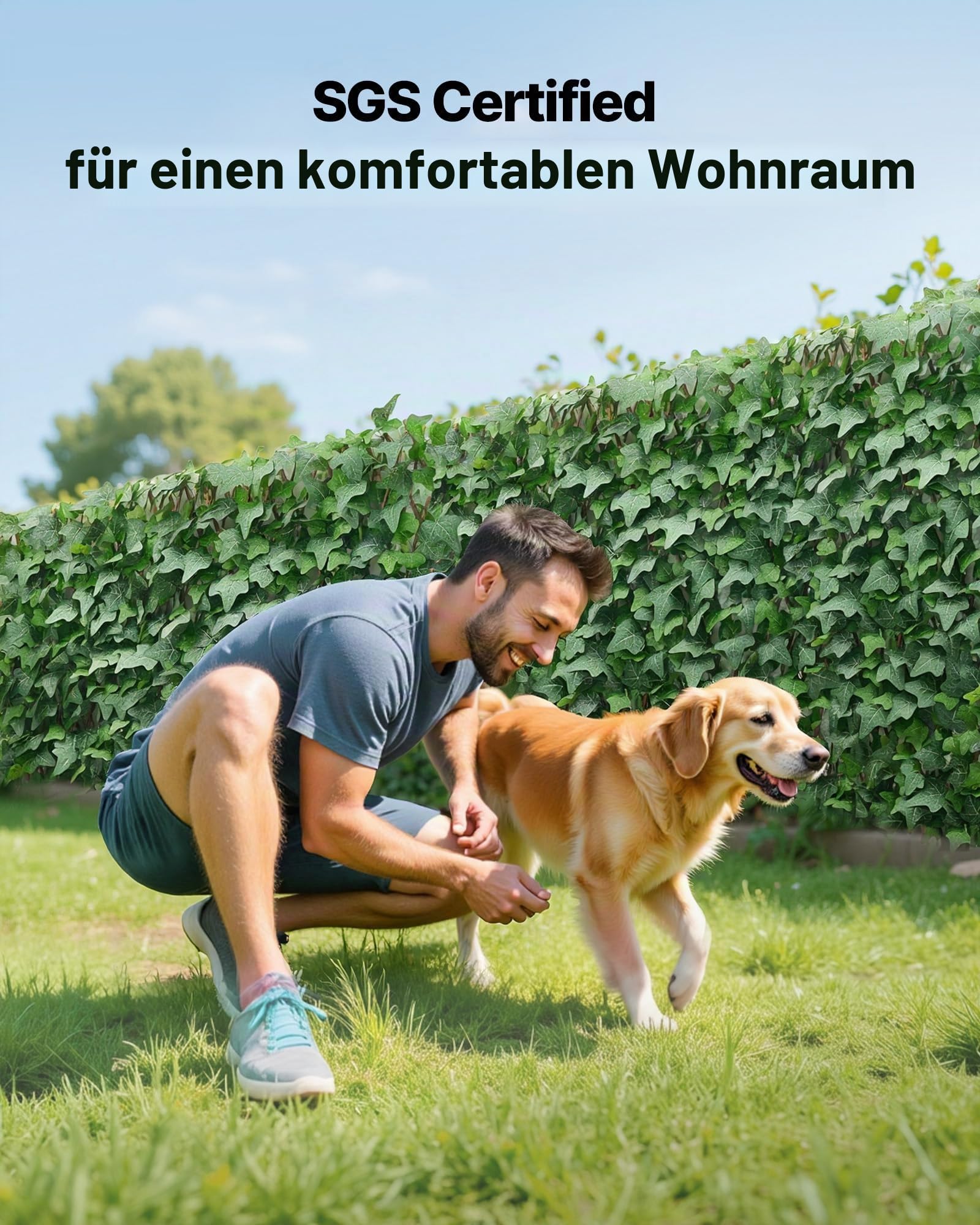 VEVOR Künstliche Hecke 63,5x320 cm, Pflanzenwand, Ausziehbarer Sichtschutz, Efeu-Sichtschutzzaun, Windschutz, Heckenzaun, Kunstpflanzen Balkonverkleidung für Hochzeiten, Außengärten, Hinterhöfe