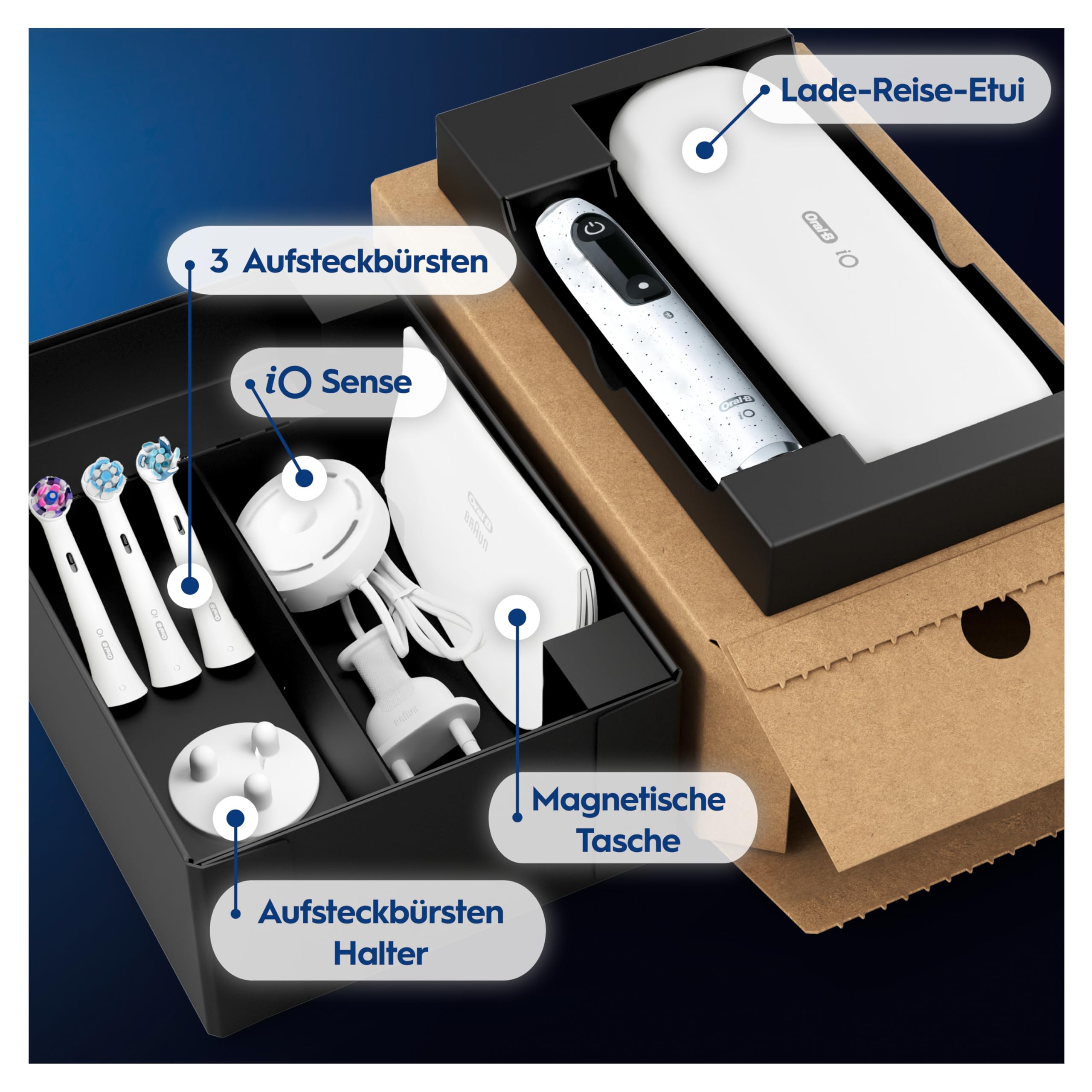 Oral-B iO Series 10 Elektrische Zahnbürste, Weiß | Inkl. 3 Aufsteckbürsten, Lade-Reise-Etui, iOSense, Electric Toothbrush mit 7 Putzmodi für Zahnpflege