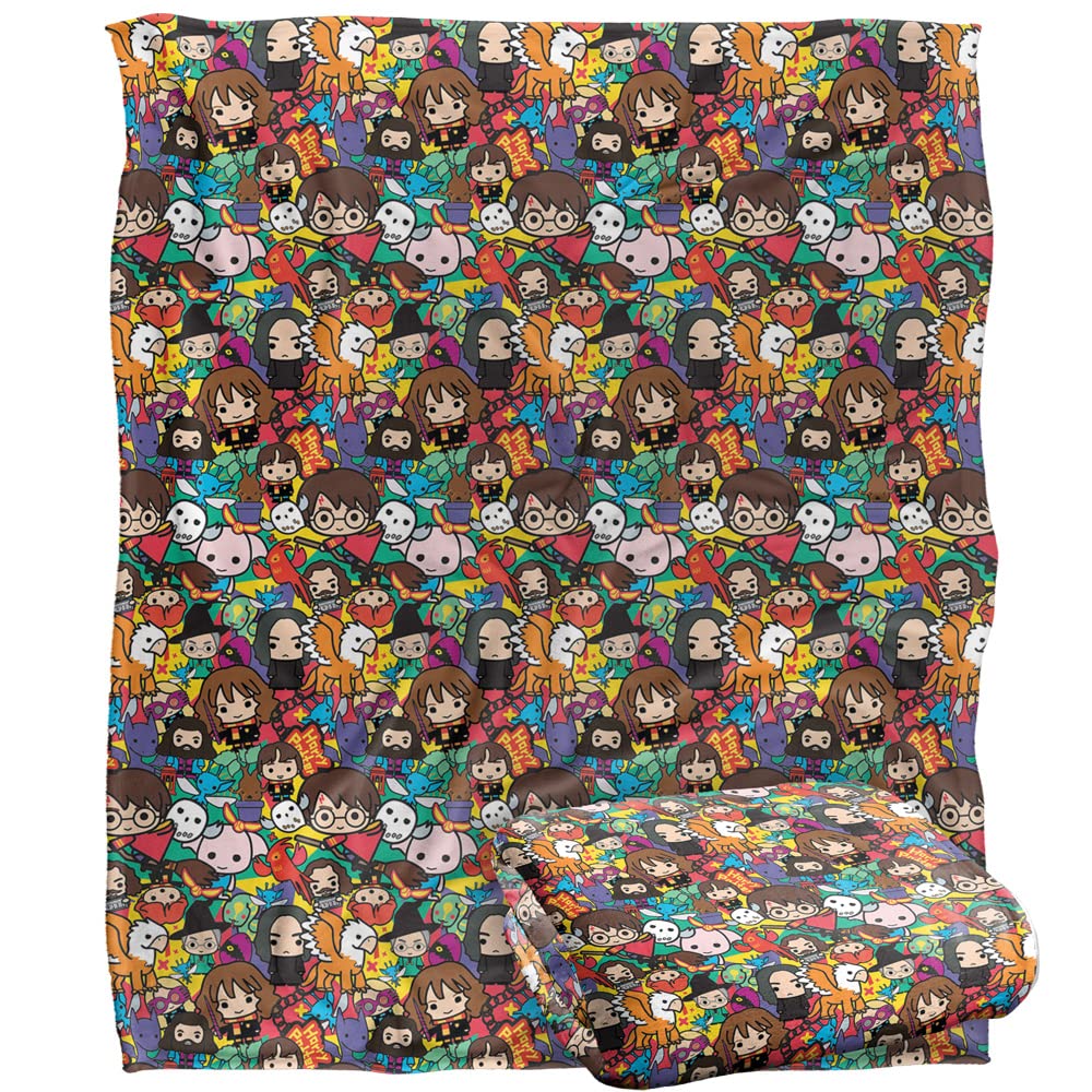 HARRY POTTER Hero Chibi Collage Officially Licensed Silky Touch Super Soft Throw Blanket 152 x 127 cm