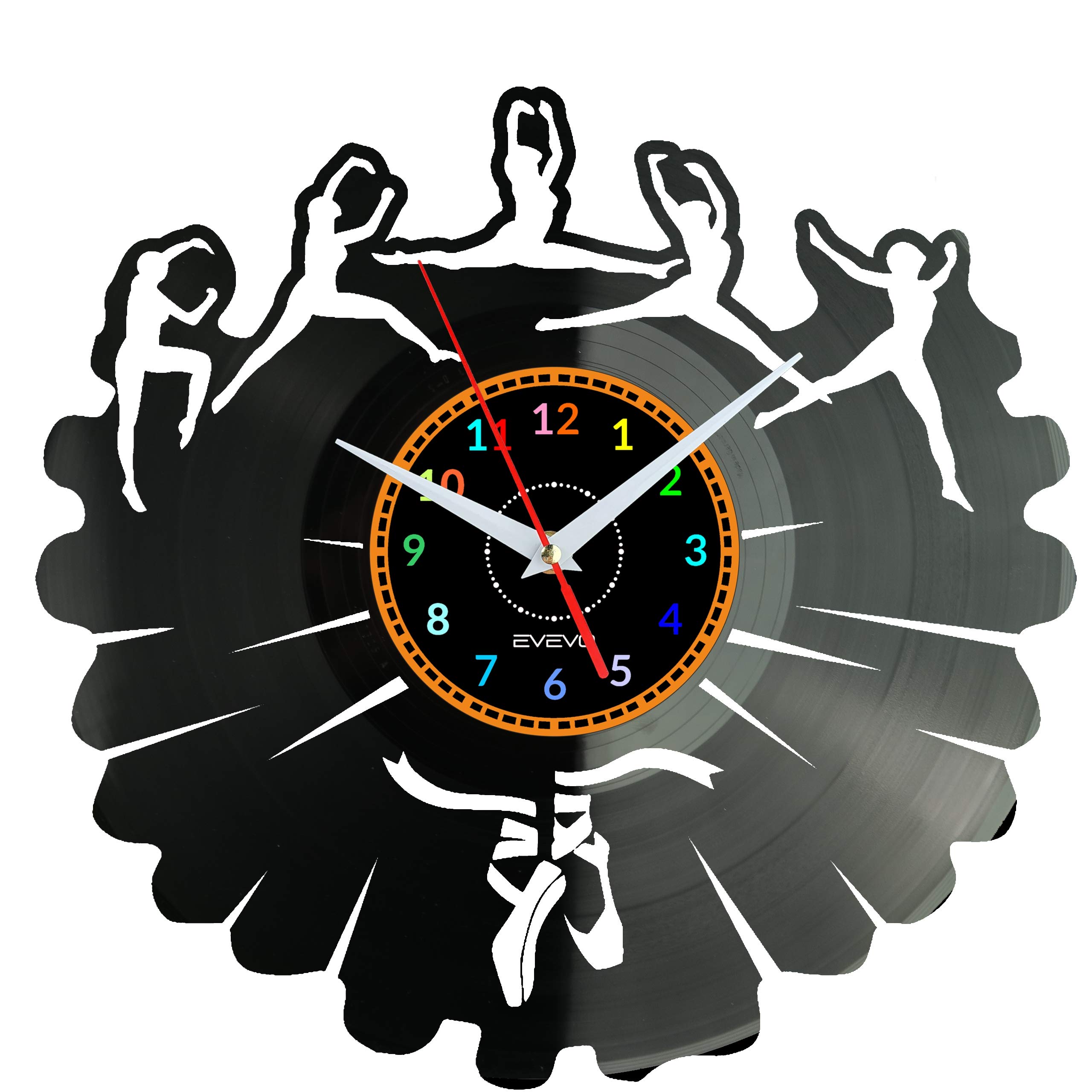Ballerine horloge murale decorative moderne en vinyle noir recupere style retro 30cm