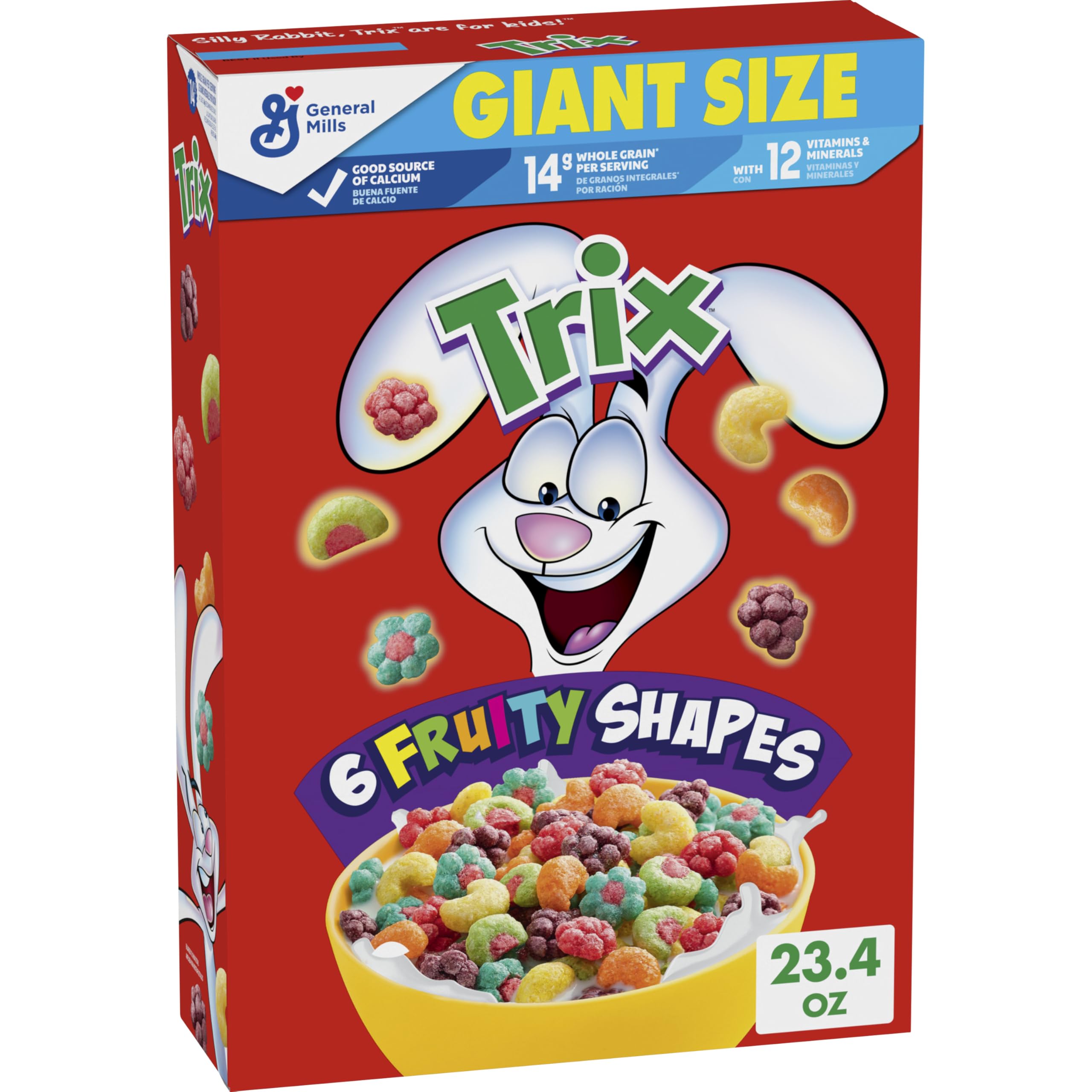 Trix Fruity Breakfast Cereal, 6 Fruity Shapes, Whole Grain, Giant Size, 23.4 OZ