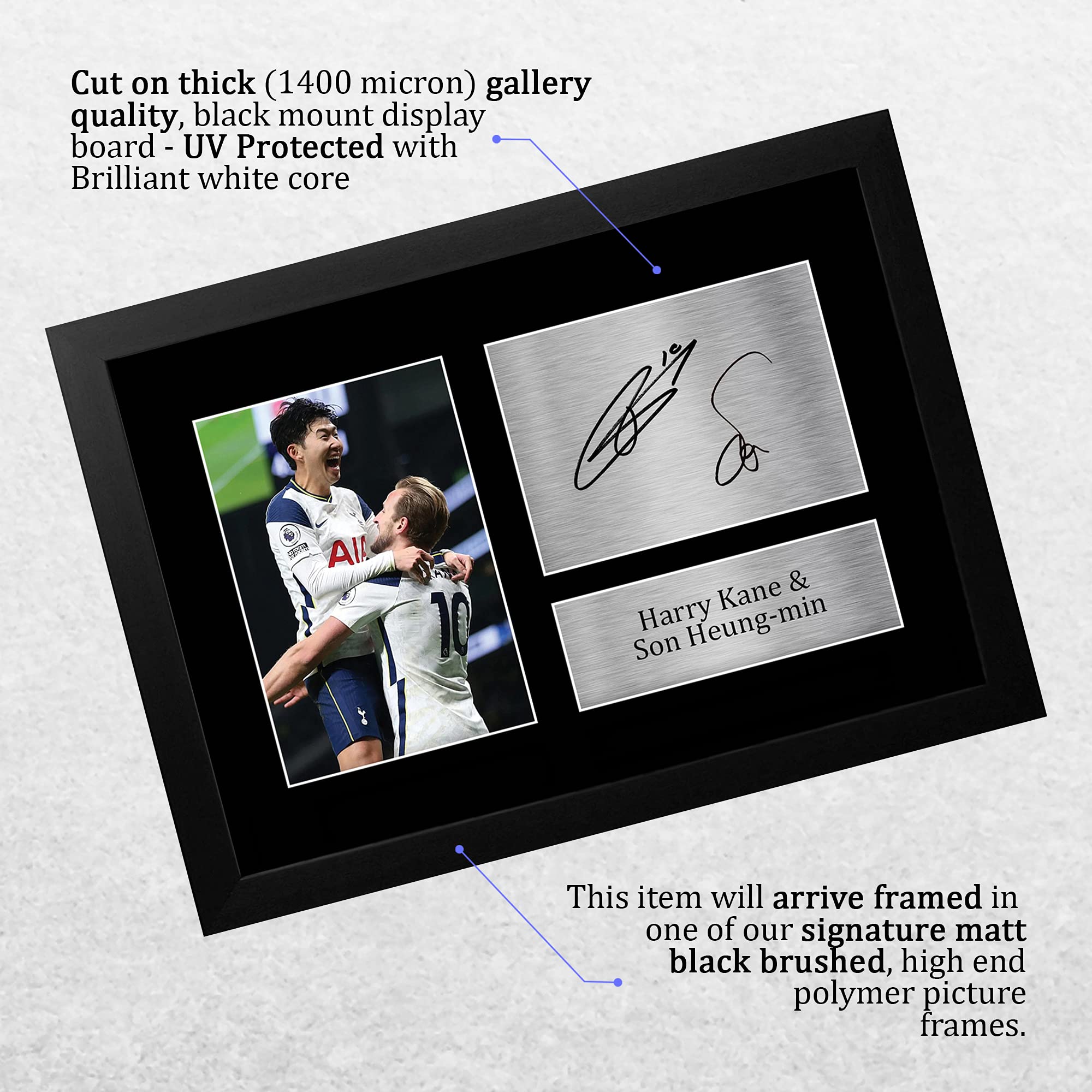 Harry Kane & Son Heung-min Autografata Foto A4 Cornice Regalo Calcio