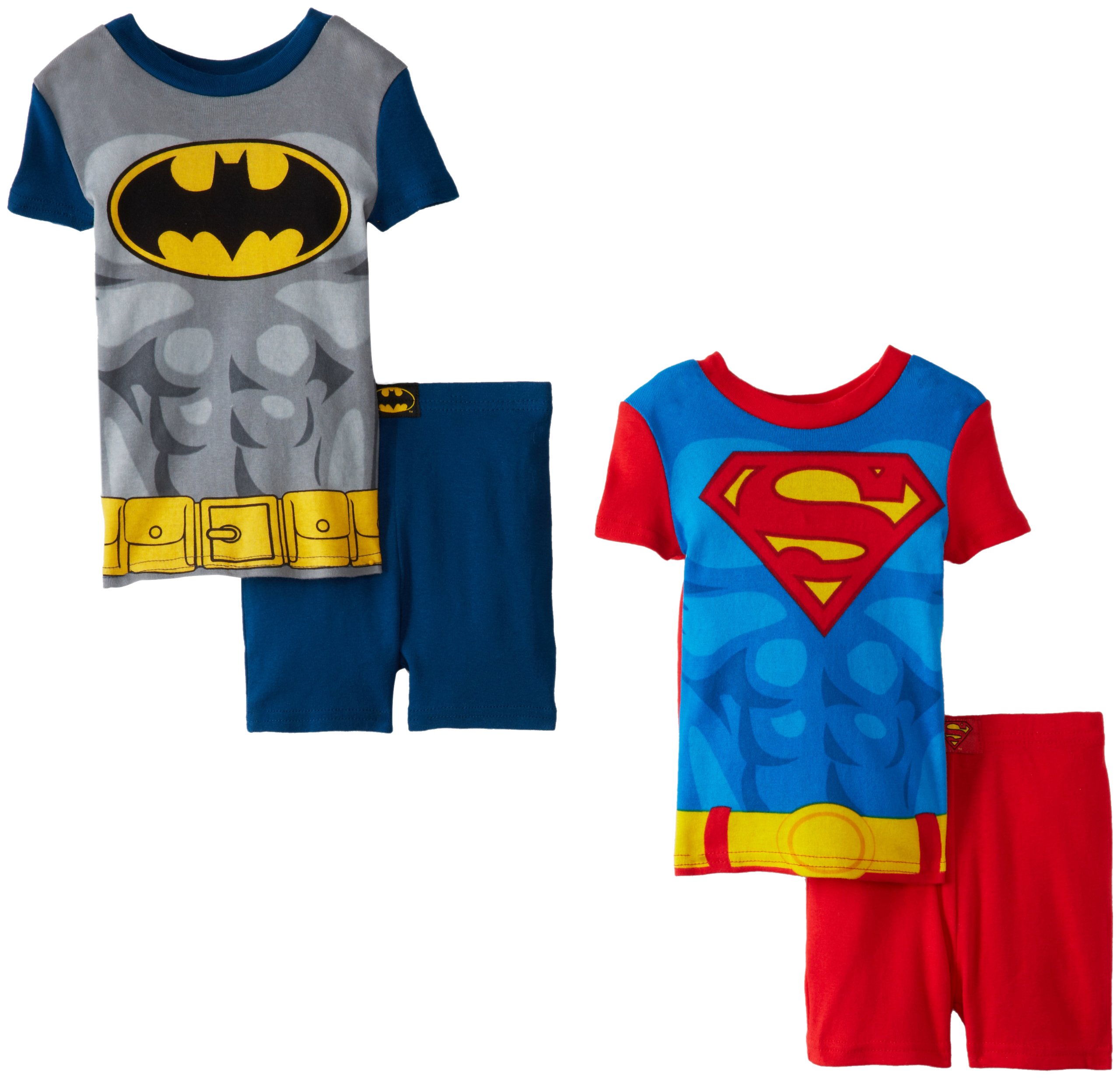 DC Comics Little Boys' Superman & Batman Heroes Four-Piece Cotton Pajama Set