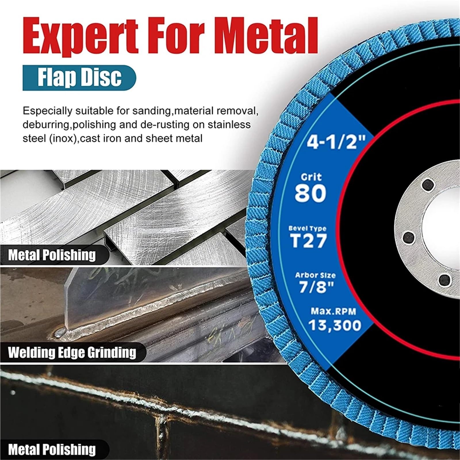 schleifscheiben winkelschleifer 2/10 Stück 4,5-Zoll-Fächerscheiben 115 mm Zirkonia Schleifwinkelschleifer Polierscheibe for Schneiden von Metall und Holz