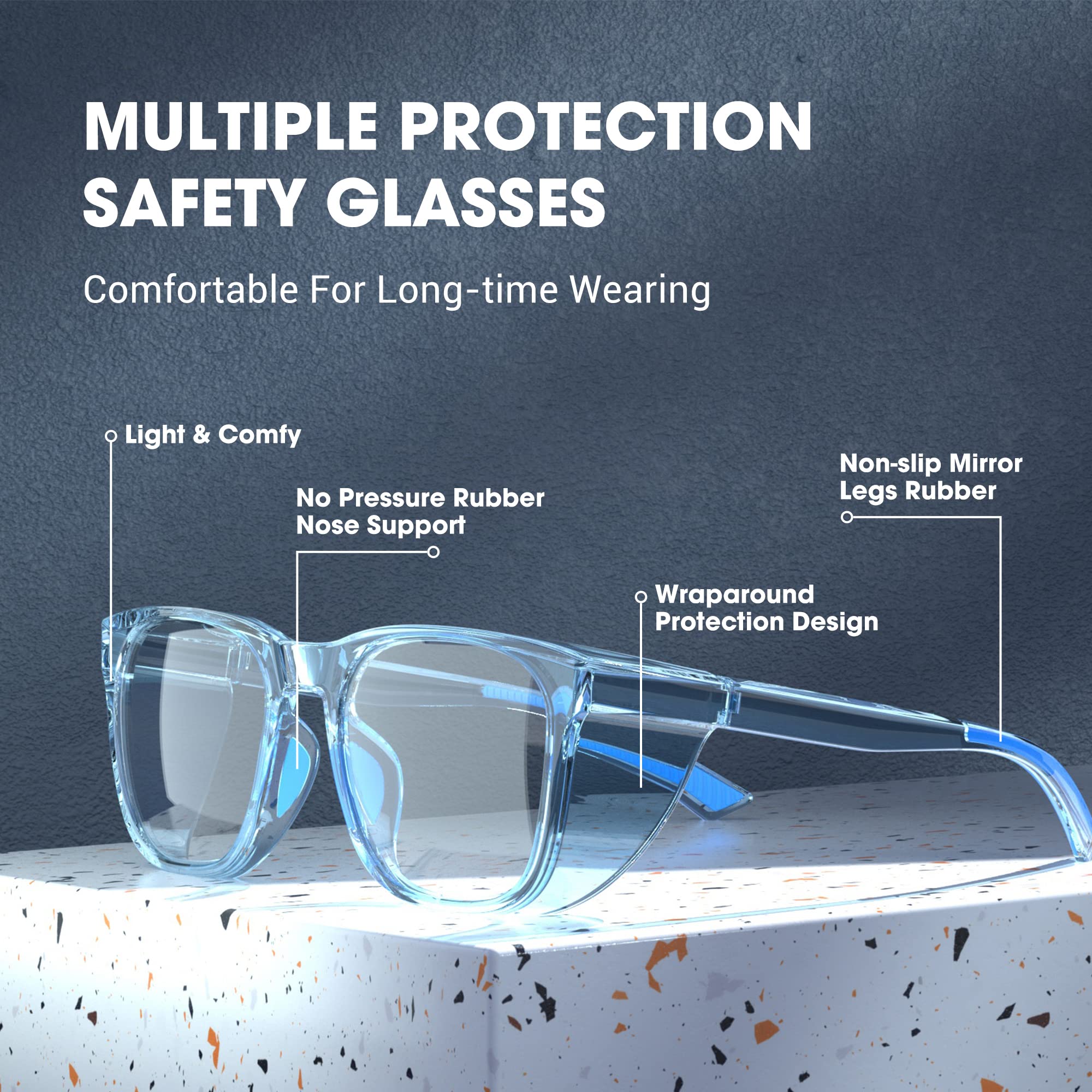 Lunettes de sécurité, lunettes de sécurité anti-buée, lunettes de sécurité anti-lumière bleue pour homme et femme