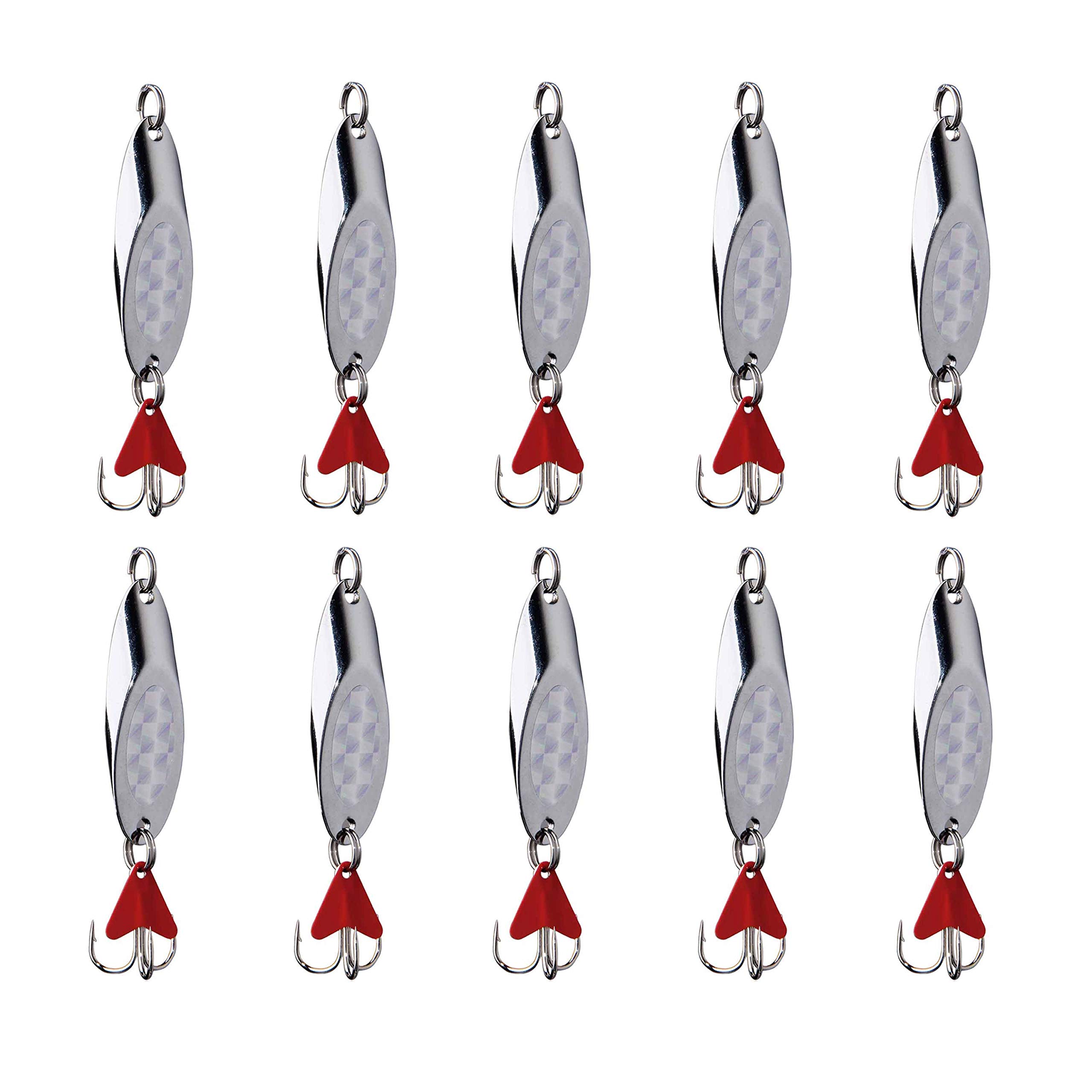 Casting Fishing Spoons Lures Saltwater Jigging Spoons Fishing Tackle Bait with Treble Hooks Hard Metal Spoon Lures for Salmon Bass
