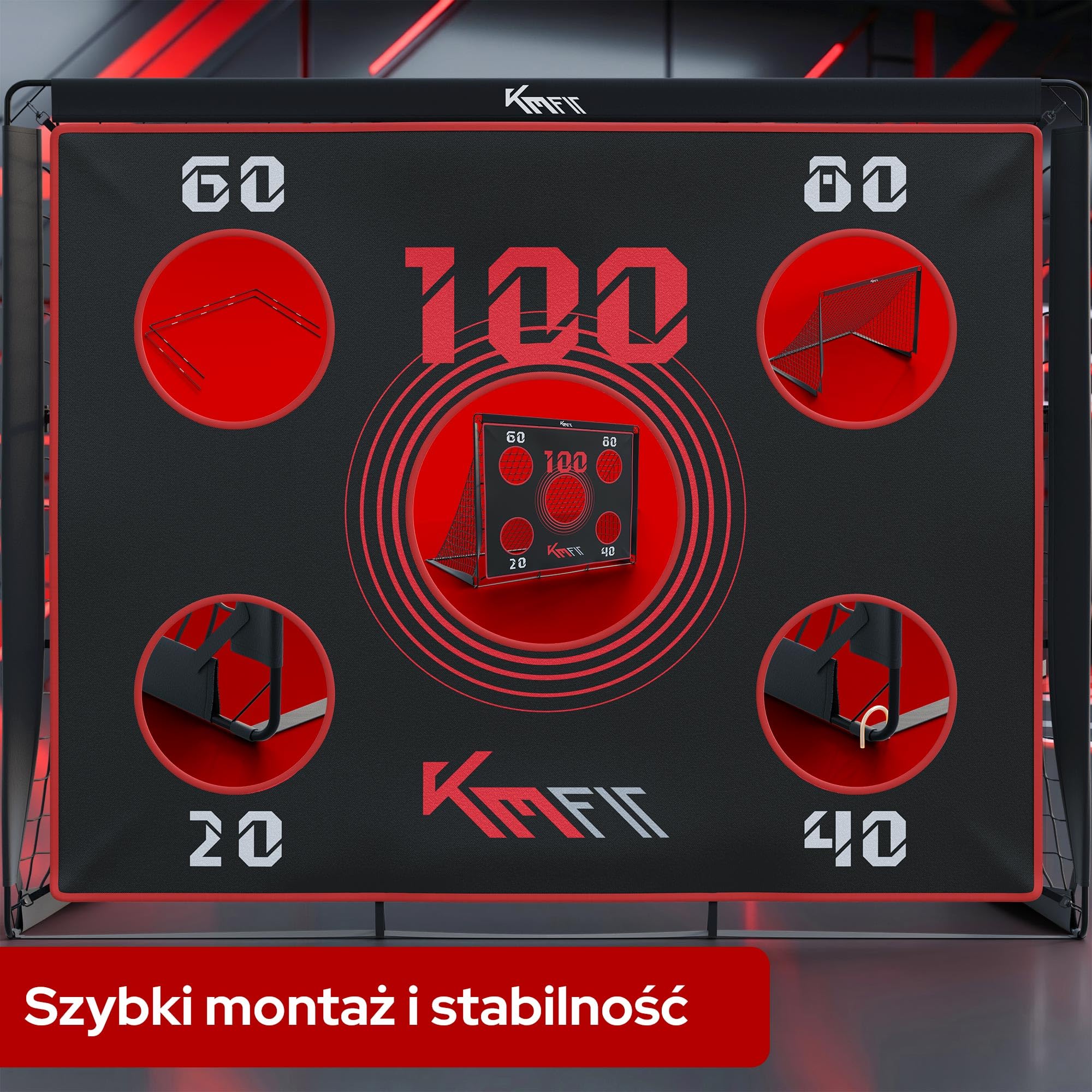 KM-Fit Bramka Piłkarska 2w1 150 x 120 cm z Matą Treningową | Bramka do Treningu Strzałów dla Dzieci i Dorosłych | Do Ogrodu