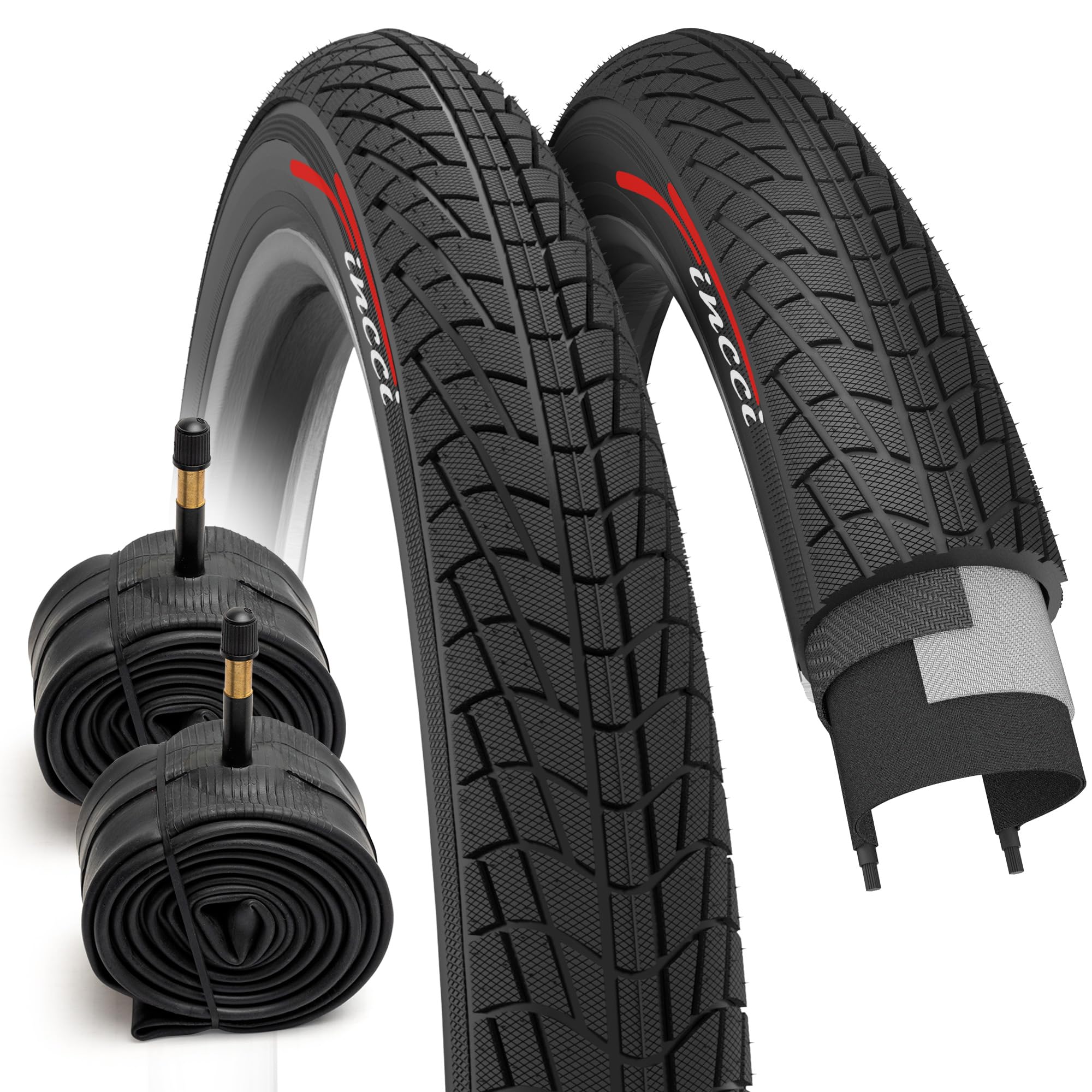 Fincci Pneu Pliable BMX 20 x 1.75 Pouces - Set Pneus Pliable 20 x 1.75 Pouces avec Chambre à Air 20 Schrader pour BMX Freestyle, Vélo Enfant 20 Pouces, VTT, Montagne & Course Velo - Paquet de 2