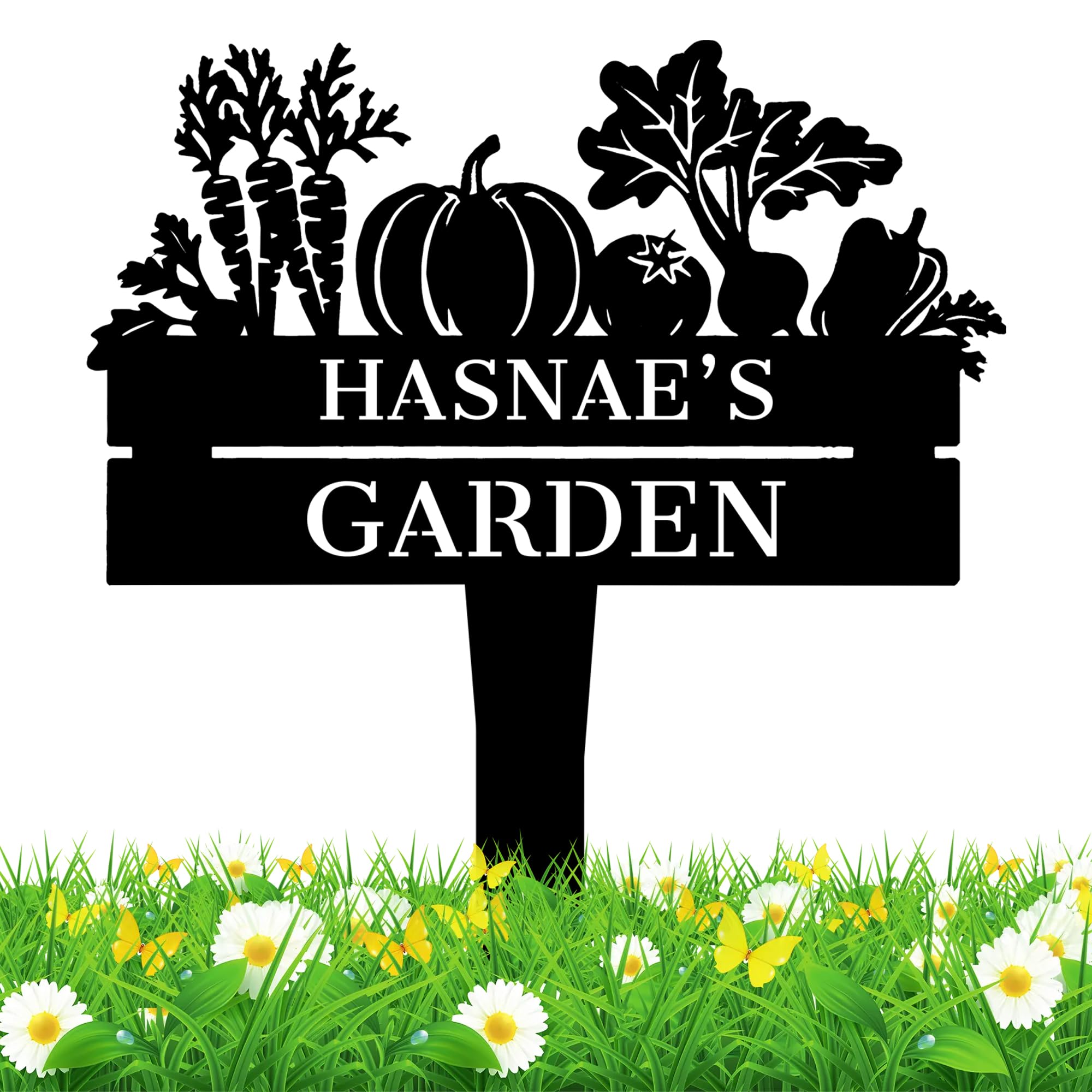Personalised Garden Stake Metal Sign, Custom Garden Name Sign, Personalised Metal Flowers Garden Stake Yard Sign, Welcome Plaque Decoration for Outdoor Yard Patio Lawn Farm