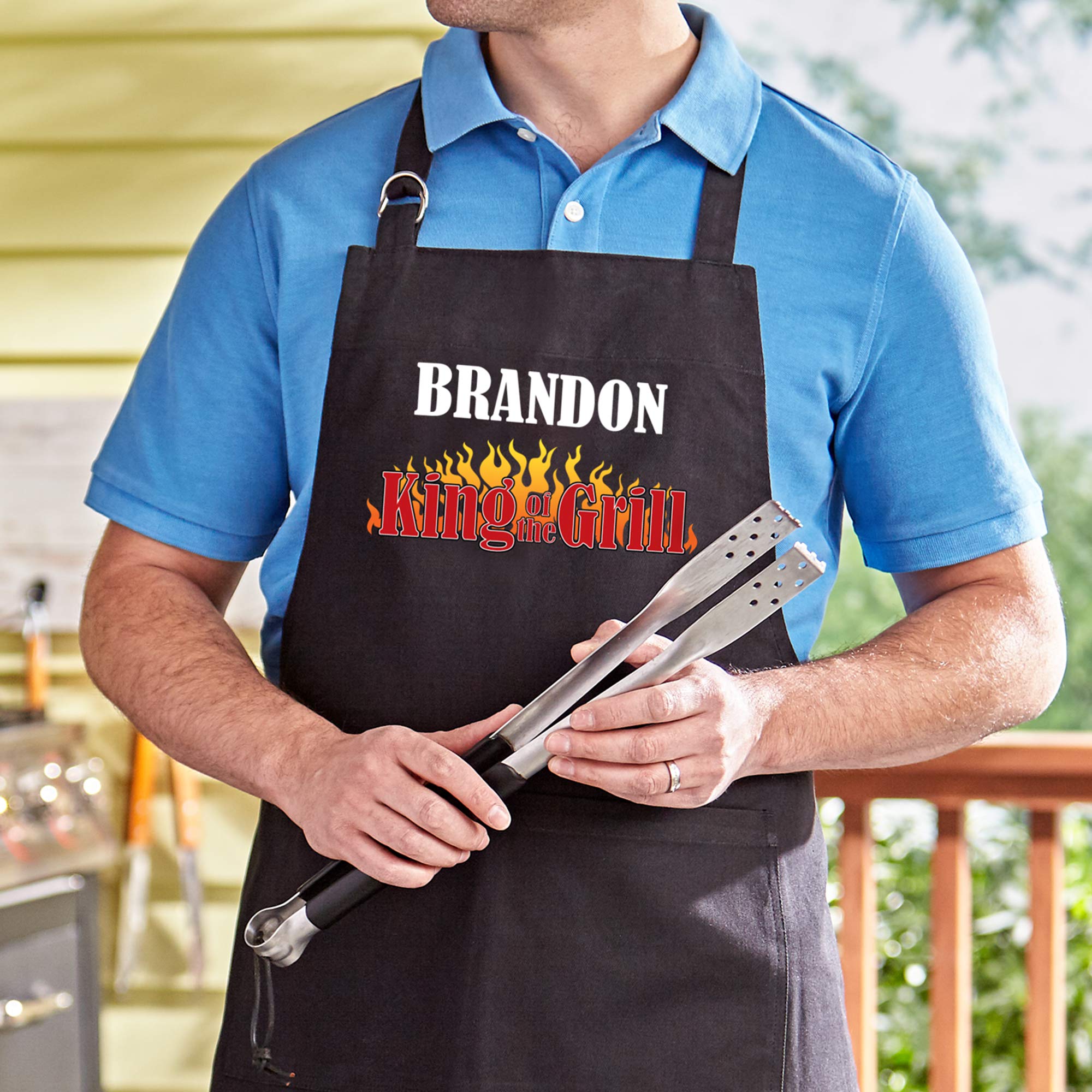 Let's Make Memories Personalized Apron - King of the Grill - For Father’s Day - Gift for Dad and Grandpa - 1 Size Fits Most - Customize with Any Name