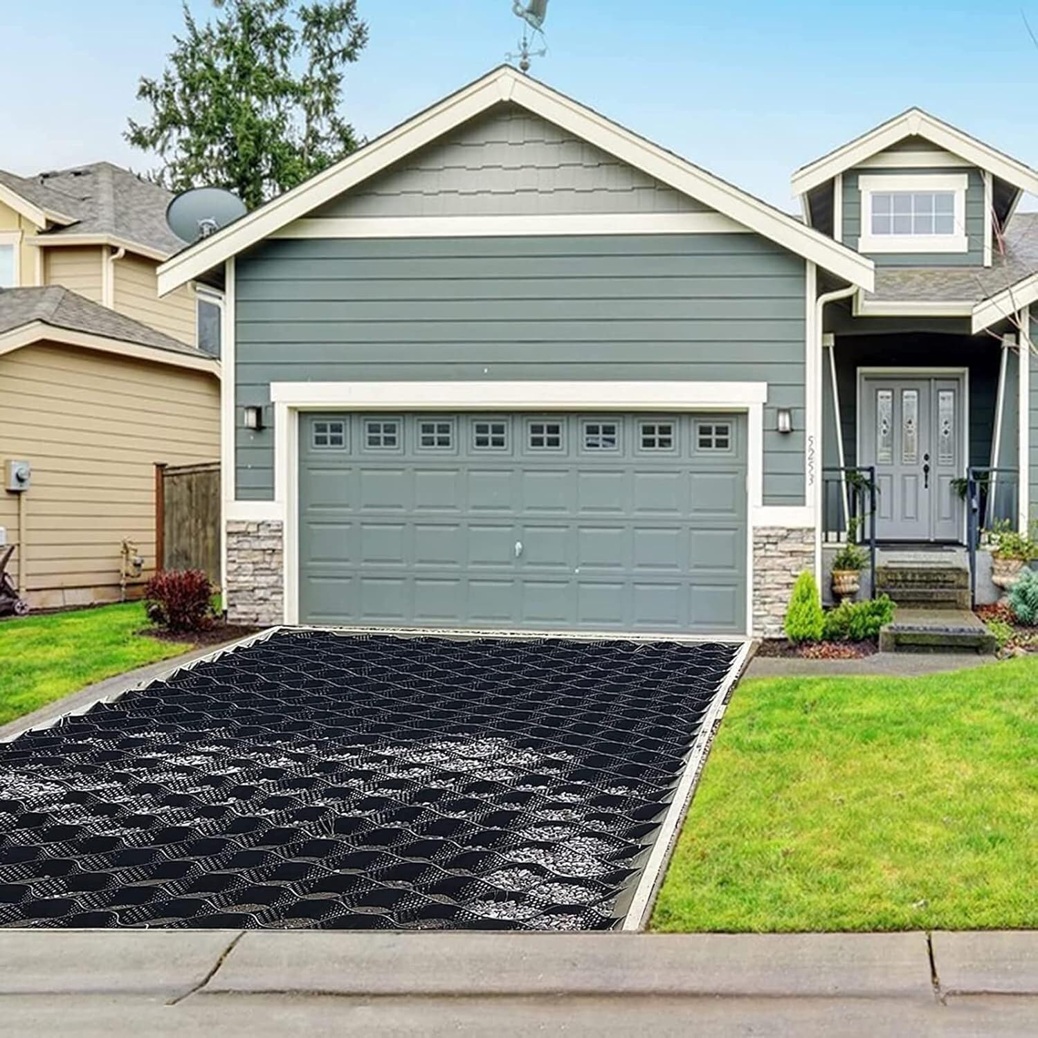 Slope Grid Erosion Control Geogrid - 2" Depth Driveway Stabilizer for Heavy Loads and Steep Hillsides(4x6m)