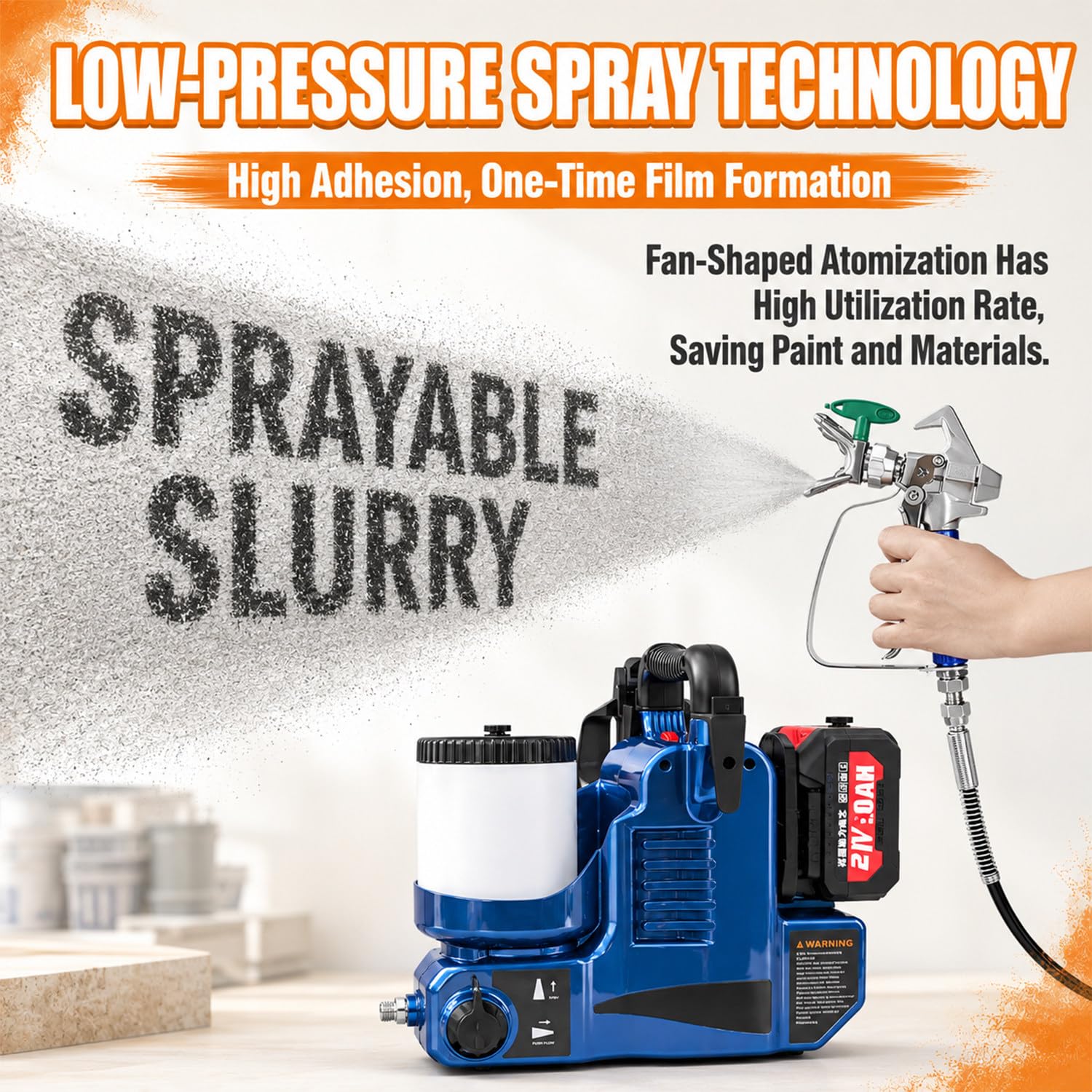 Pistola De Pintura Electrica, Maquina De Pintura Airless, Presión Regulable En 6 Niveles, Con Manguera De 1,80 M Y 2 Baterías, Presión De 12,5 Mpa, Caudal De 2 L/Min, Para Barnices Y Revestimientos