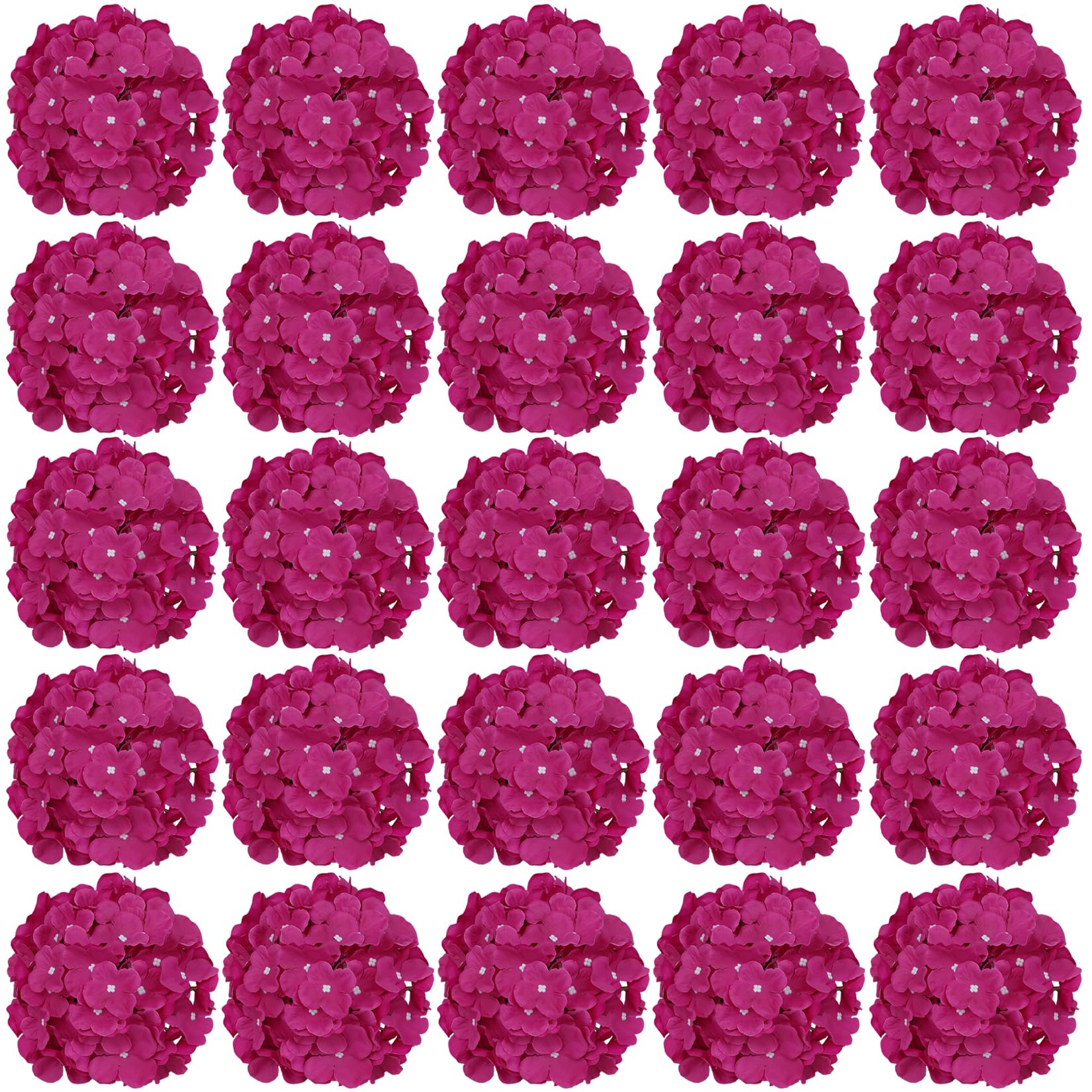 FagusHome 30 Pcs Silk Hydrangea Heads Artificial Flowers Heads and Stems Fake Hydrangea Flowers for Home Wedding Decor (Deep Rose)