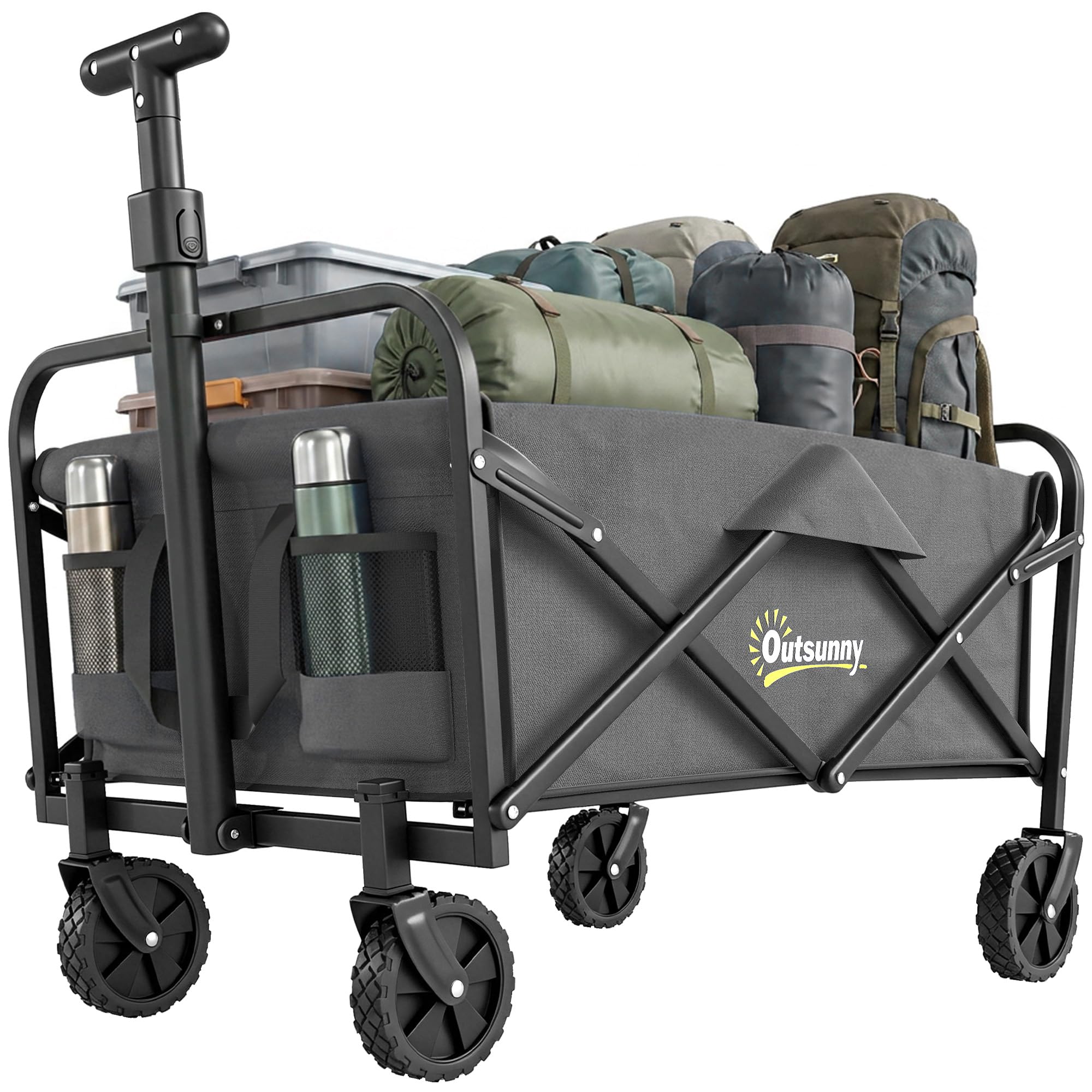 Outsunny Unisex Grey 93L Festival Trolley, 120Kg Heavy Duty Folding Trolley Cart,