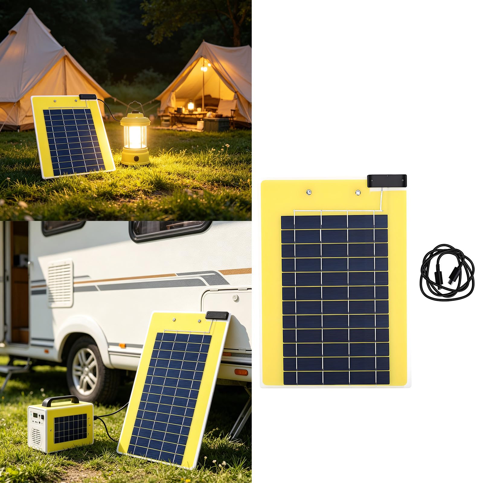 Tablero de carga portátil de panel solar con doble salida USB, A