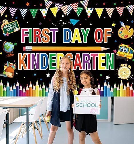Miniatura 4 de Pancarta de fondo para el primer día de jardín de infantes, grafiti colorido, primer día de escuela, cartel de bienvenida de regreso a clases,