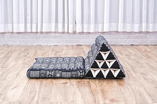 Miniatura 6 de Leewadee Alfombrilla de 1 pliegue con cojín triangular, cómoda almohada para TV, colchón plegable con cojín de Kapok, 30 x 20 pulgadas, azul y blanco