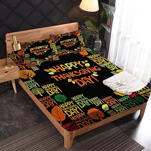 Vista 17 de Fall Gnome Sheets Queen Sheet Set - Thanksgiving Pumpkin Bed Sheets, Soft Microfiber & Deep Pocket & Wrinkle Free Patterned Bedding Sheets &