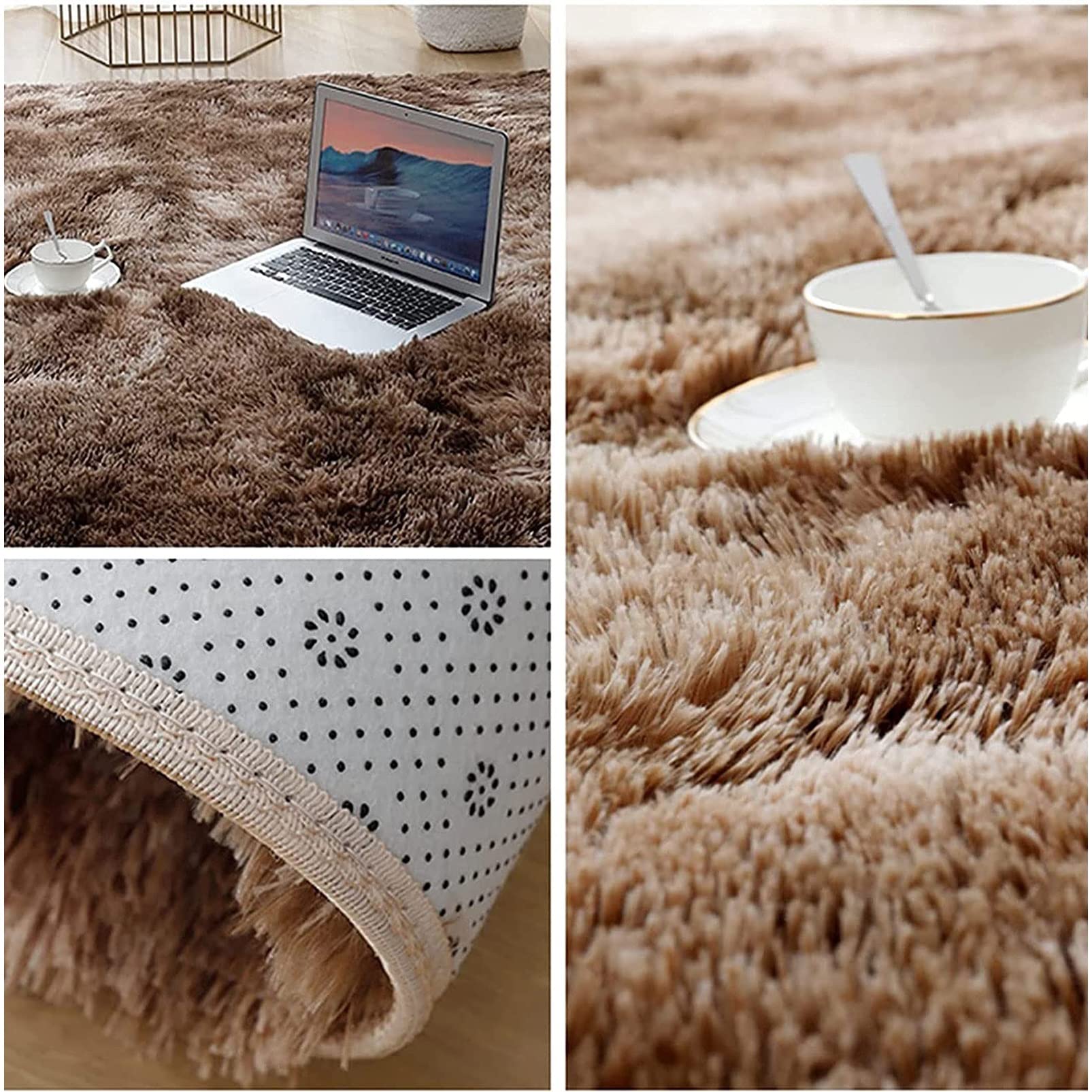 Nowoczesny dywan winylowy 200 x 200 cm - bezwonny dywan do salonu jadalni pokoju dziecięcego sypialni - stylowy brązowy design i łatwy do czyszczenia