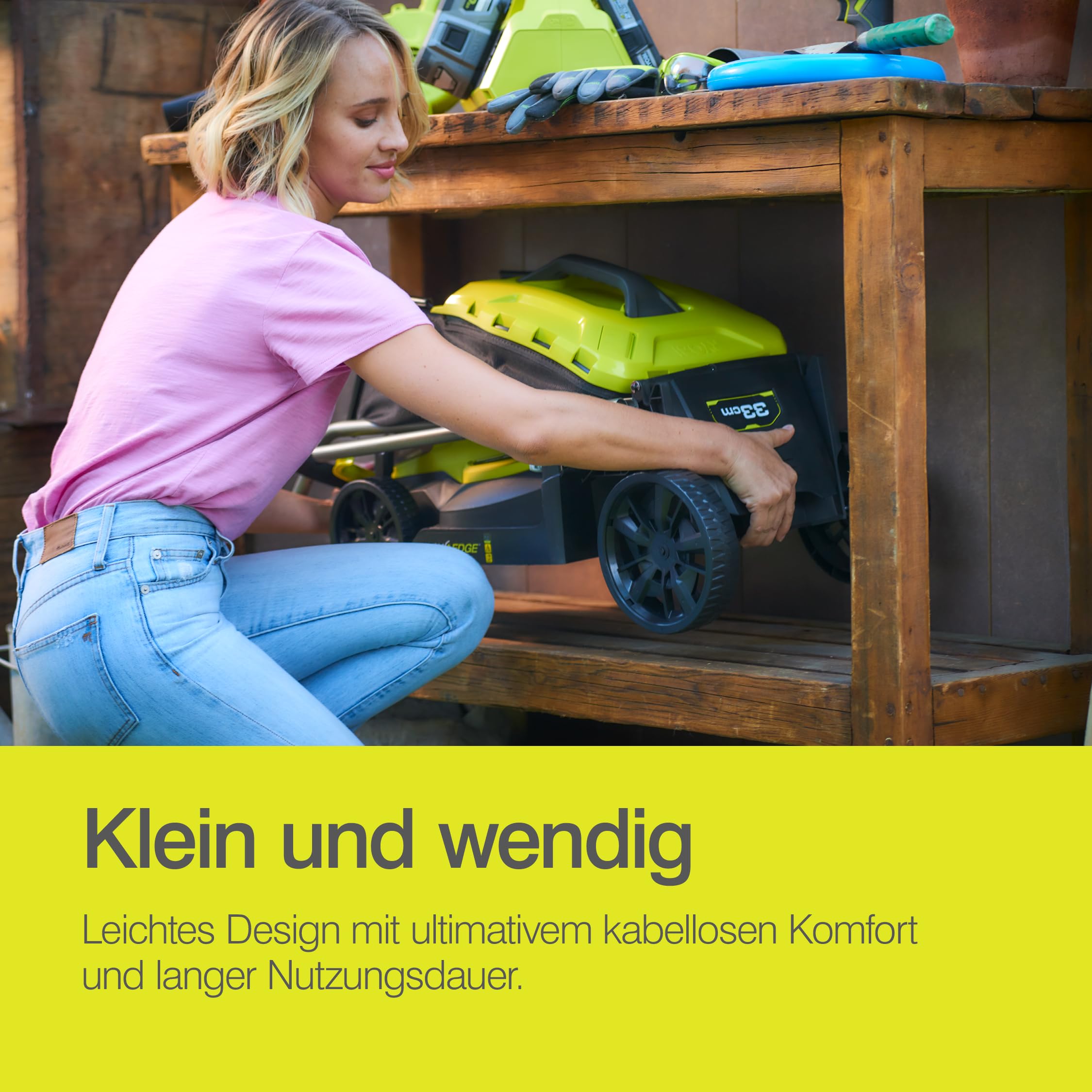 RYOBI 18 V ONE+ Akku-Rasenmäher OLM1833B, 33 cm Schnittbreite
