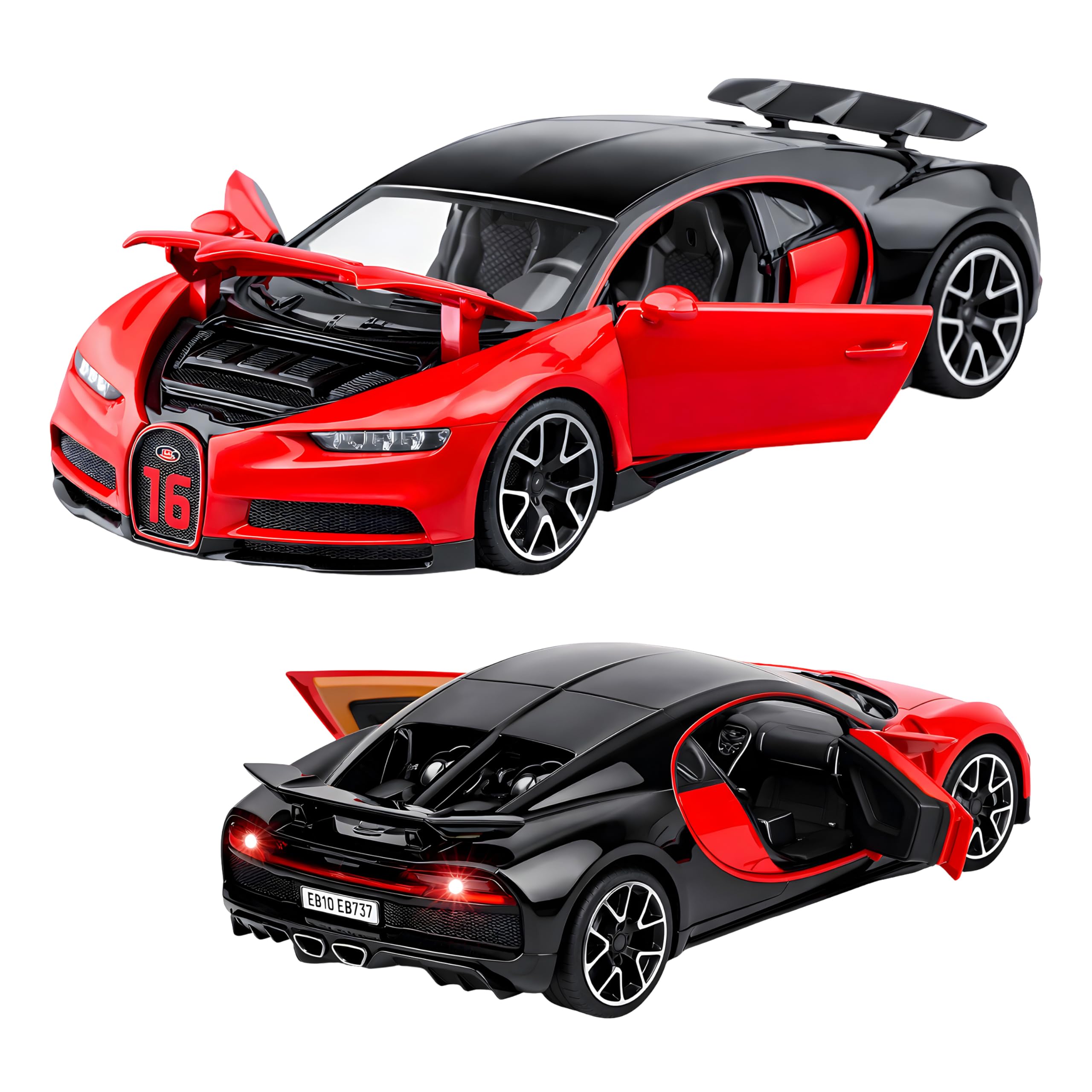 Toyshine 1:32 Scale Die Cast Racing Model Car with Music and Lights Along with Pull Back Function Opening Doors Feature for Kids & Collectors, Red-image-8