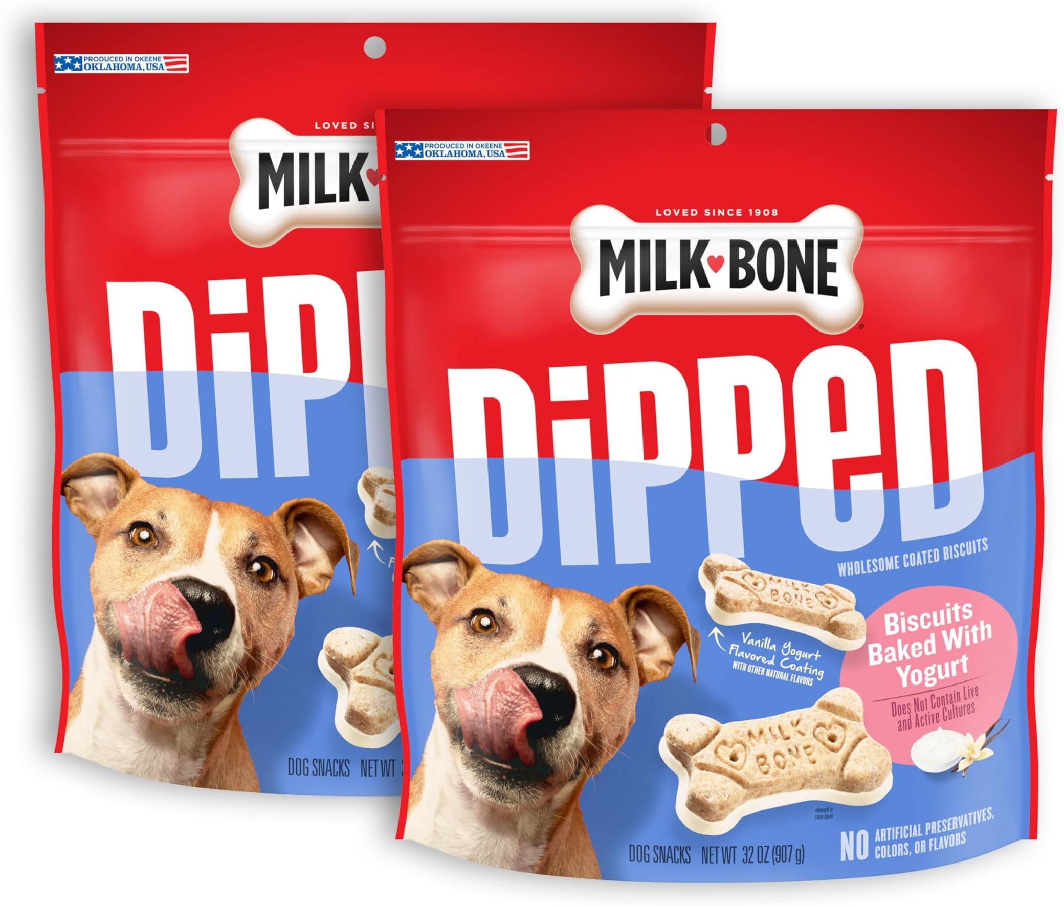 Milk-Bone Dipped Dog Biscuits Baked With Vanilla Yogurt, 32 Ounces (Pack of 2)