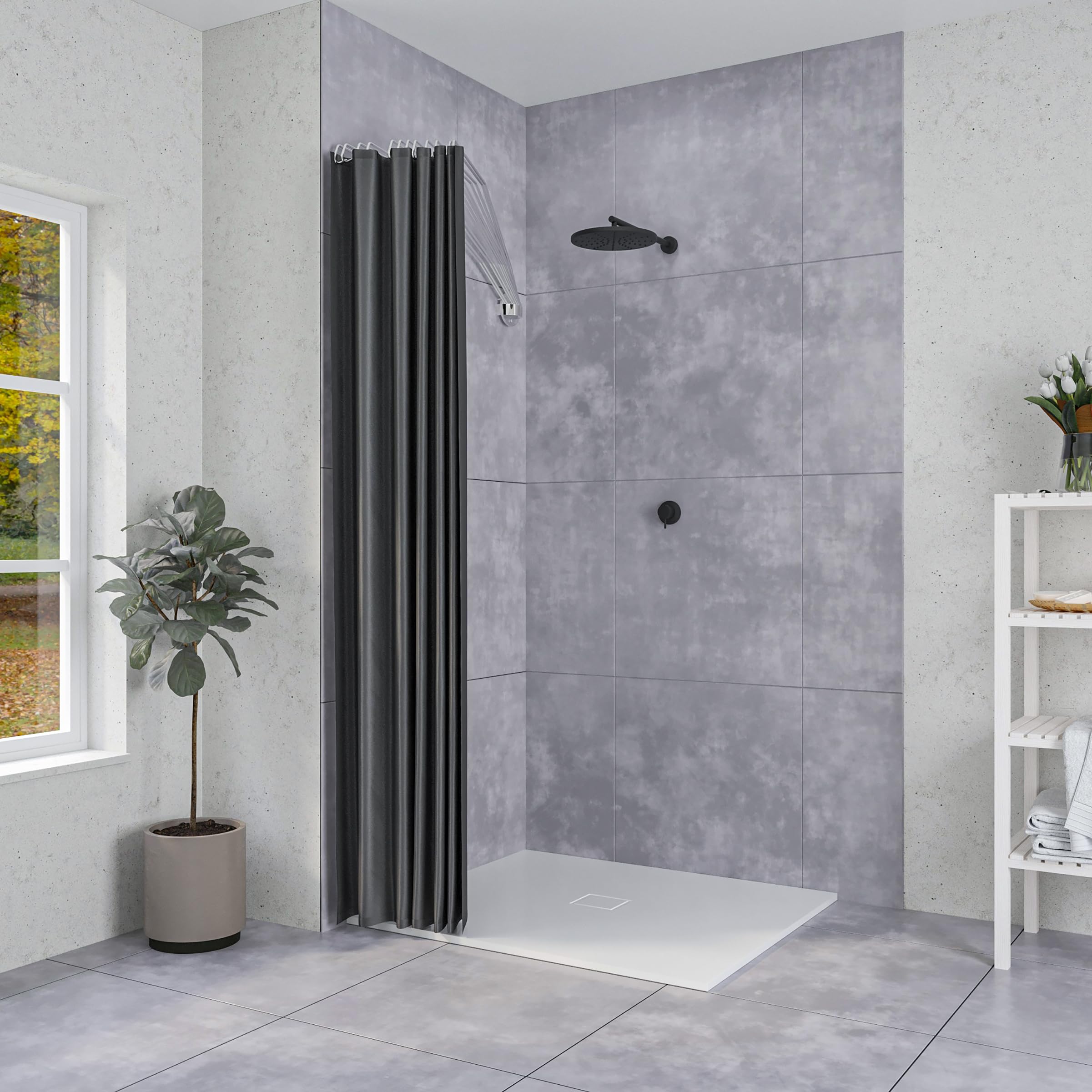 Sealskin Coin ferroviaire de rideau de douche parapluie, Acier inoxydable, Chromé, 80 x 155 x 5 cm