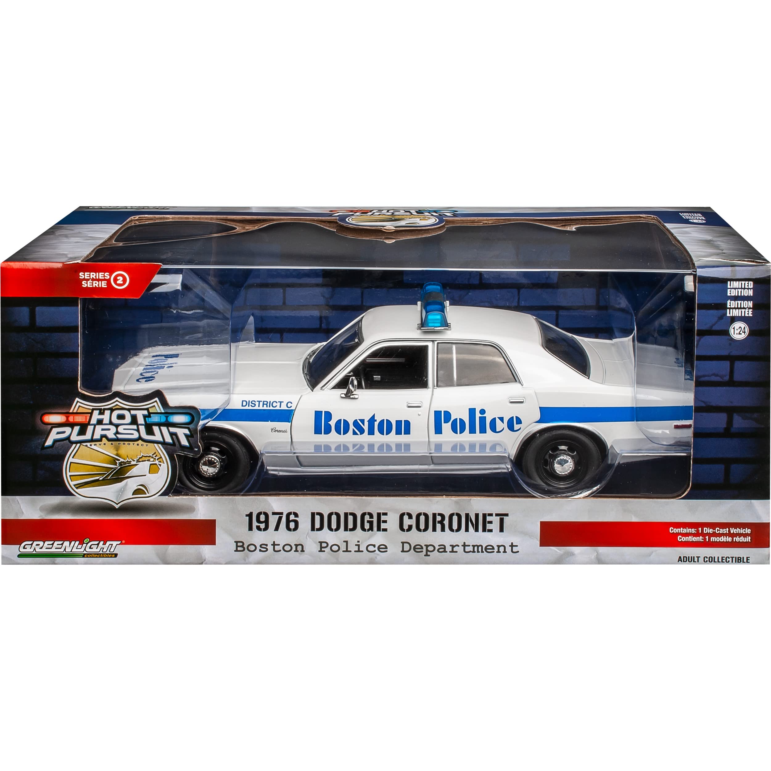 Generisch Defekte Verpackung Dodge Coronet Boston Police Department Polizei Weiss 1/24 Greenlight Modell Auto