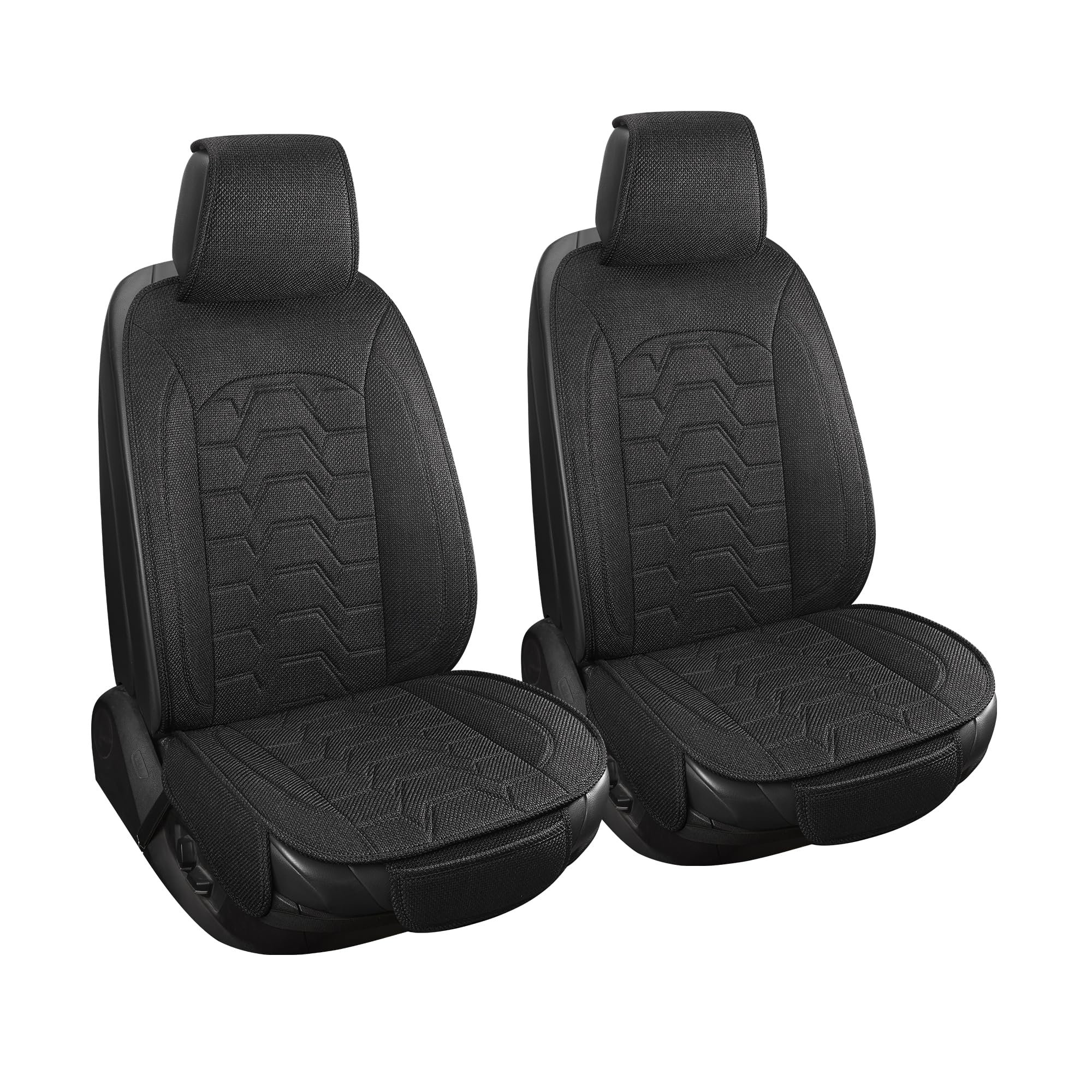 Photo 1 of hoozoom Linen car Seat Covers Breathable Cloth Fabric Seat Protector Front seat Covers Universal Fit for 95% Automotive, Car, Van, SUV, Trucks?Black?2PCS?
