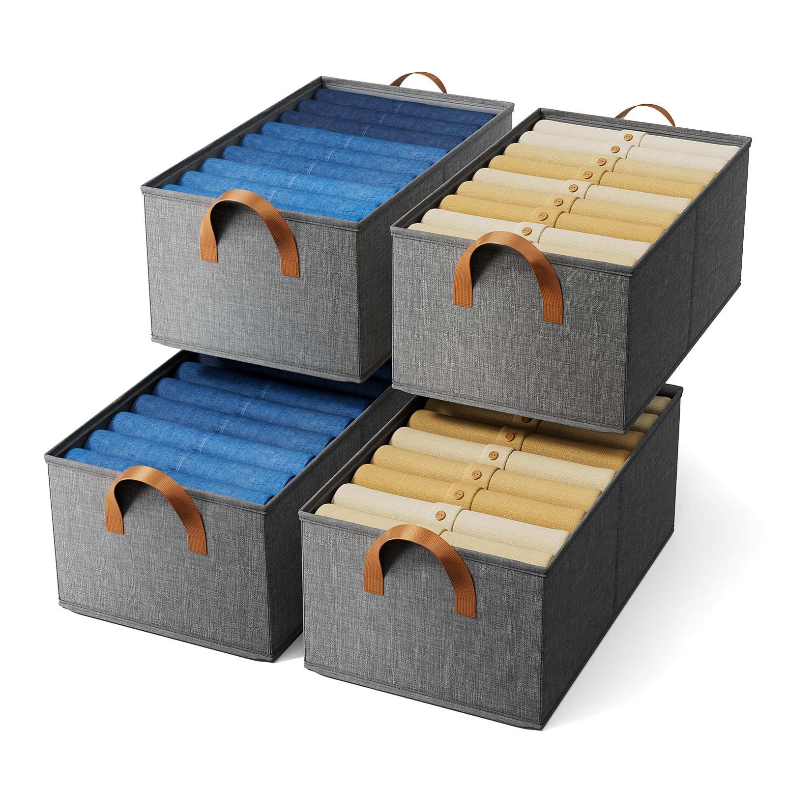 Organizzatore for armadio, Set di 4 Organizzatore for armadio, Organizzatore pieghevole for vestiti Organizzatori for cassetti vestiti in tessuto ispessito con pannello di fibra dura, Contenitori impi