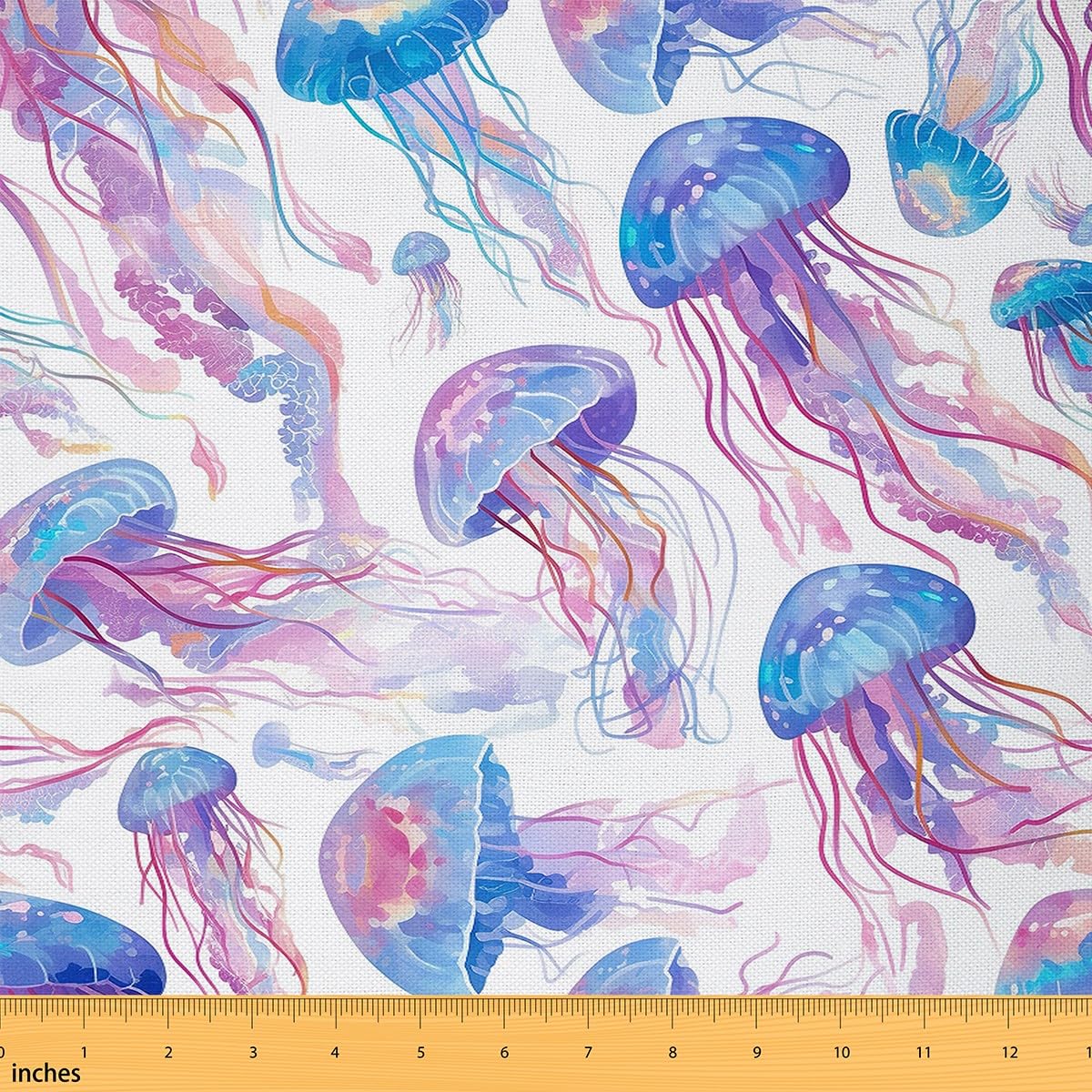 Homemissing Jellyfish Fabric by The Yard 1 Yard (L92*W150cm) Marine Life Sealife Decor Fabric Ocean Creature Themed Upholstery Fabric for Chairs Sea Underwater World DIY Reupholstery Fabric