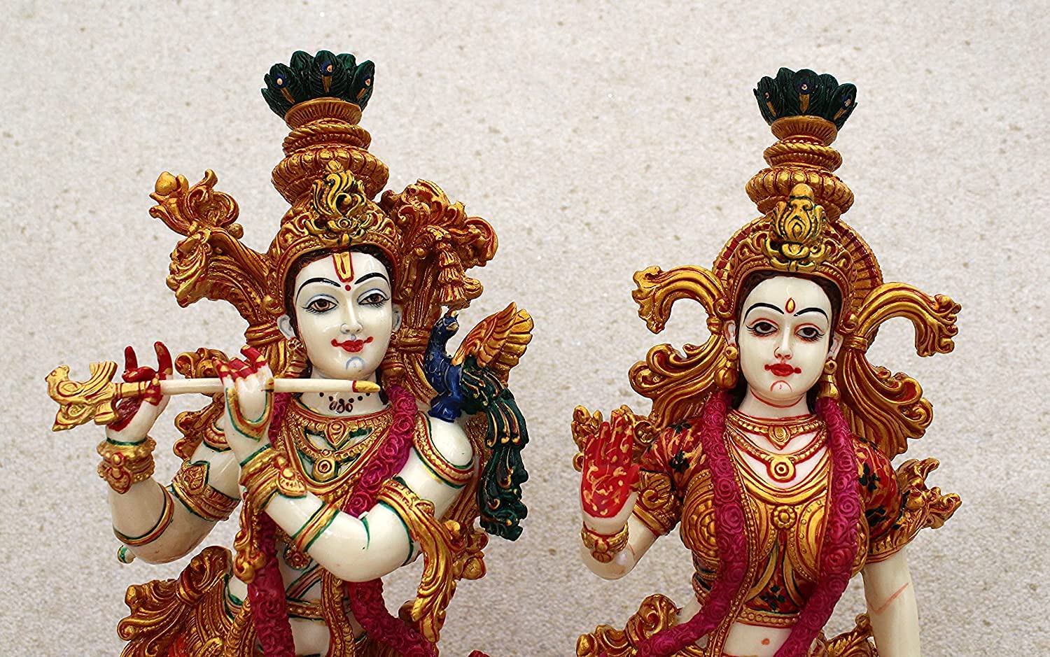 Kaka jiji Handicraft 15 Inches Radha Krishna Murti Statue for Home Temple and Puja on Janmasthami II Multi Color Radha Krishna Pack of 2 (Modal - 3) 4