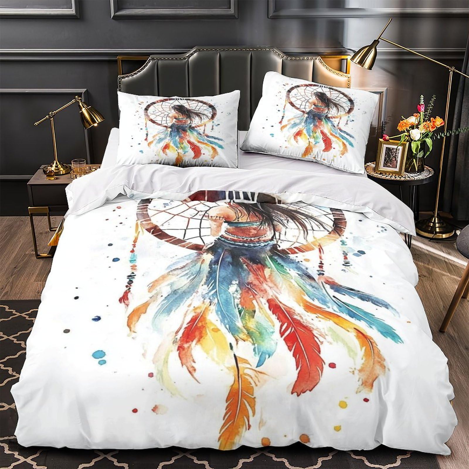 Housse de couette microfibre anti-tache lavable en machine pour lit King