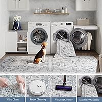 Vista 4 de jinchan Tapete de pasillo o cocina lavable, de época, reverso de hule antideslizante, ultradelgado, floral, para dormitorio, baño, lavandería y sala